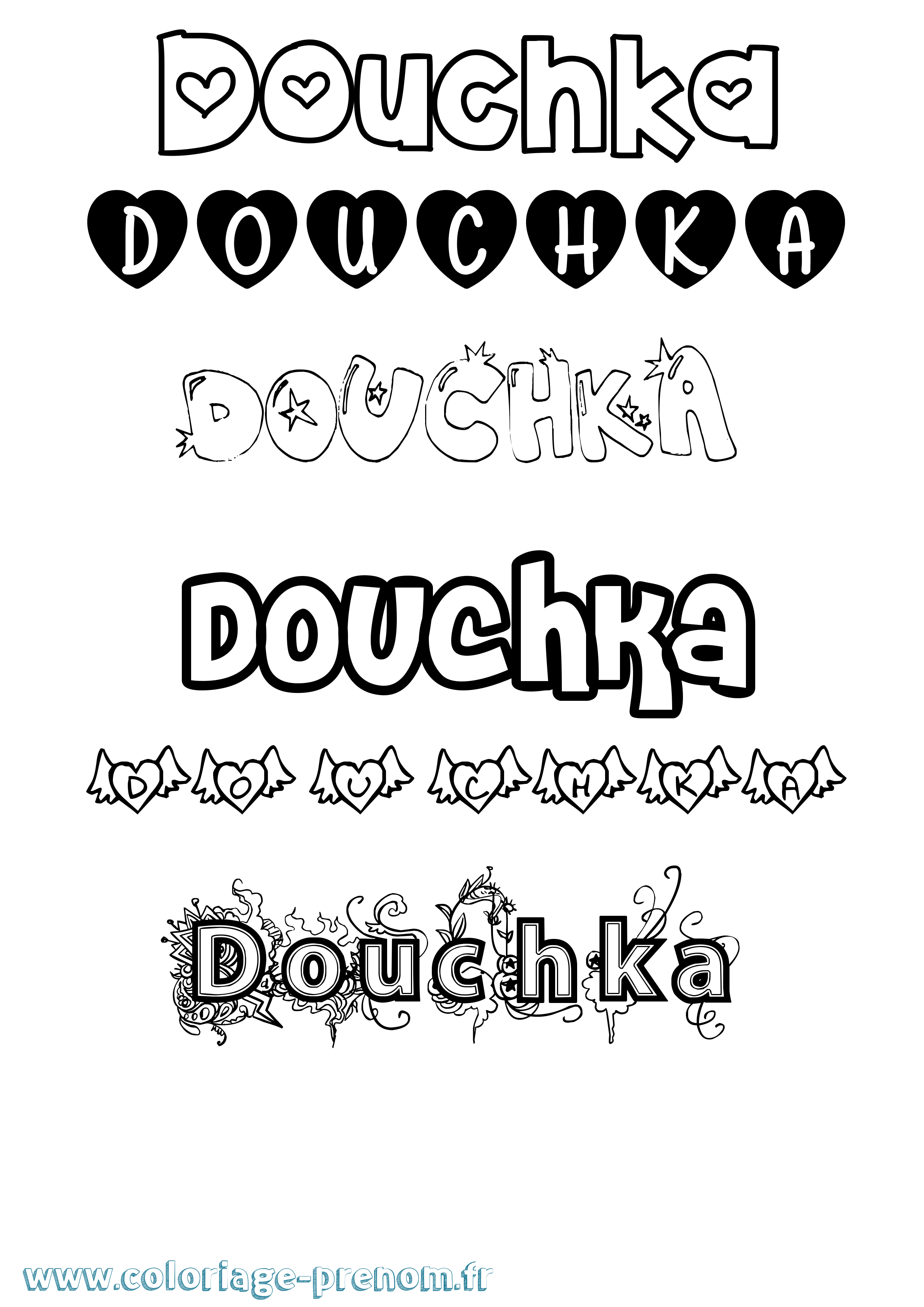 Coloriage Douchka Girly Coloriage prénom Douchka Girly
