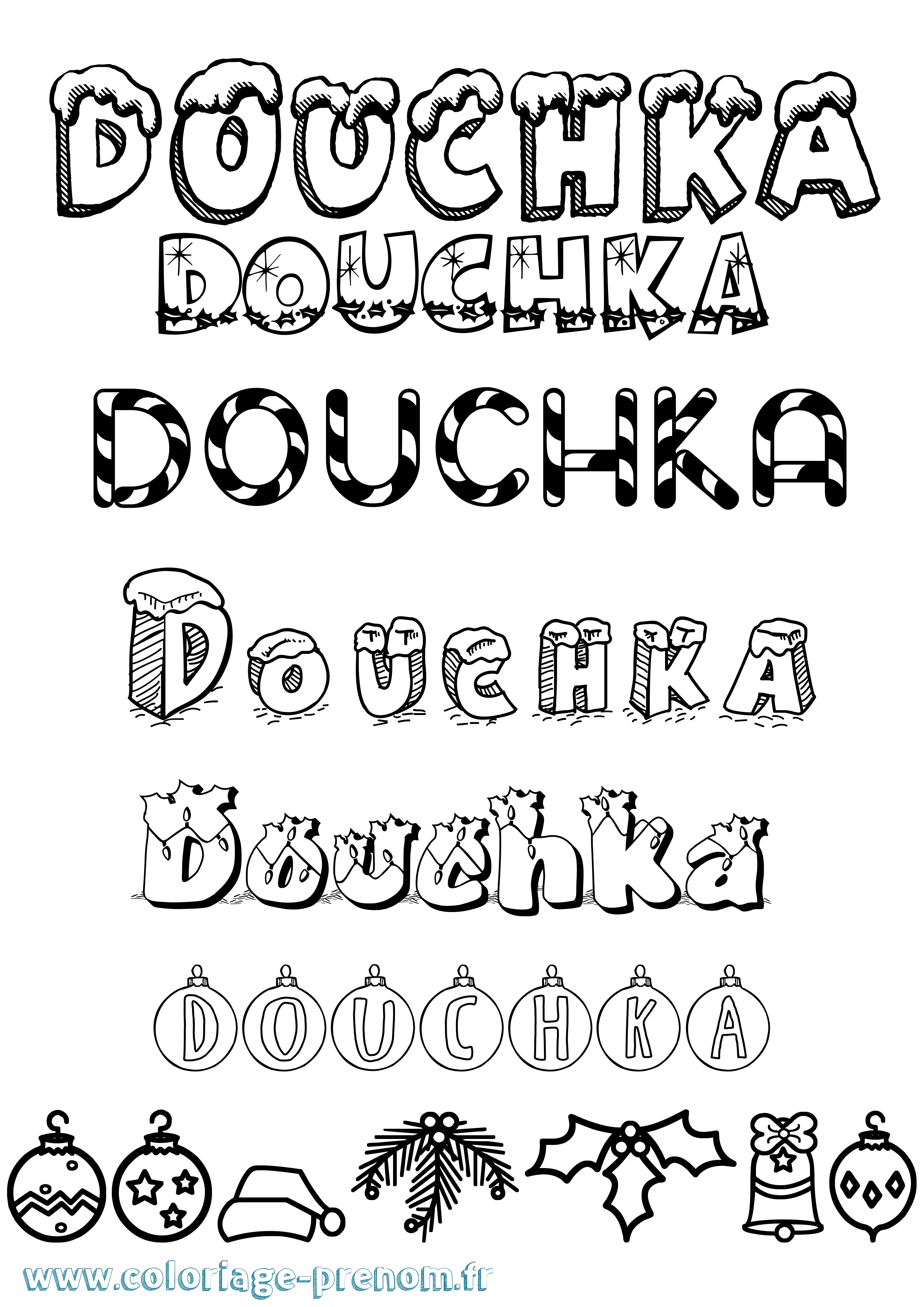 Coloriage Douchka Noël Coloriage prénom Douchka Noël