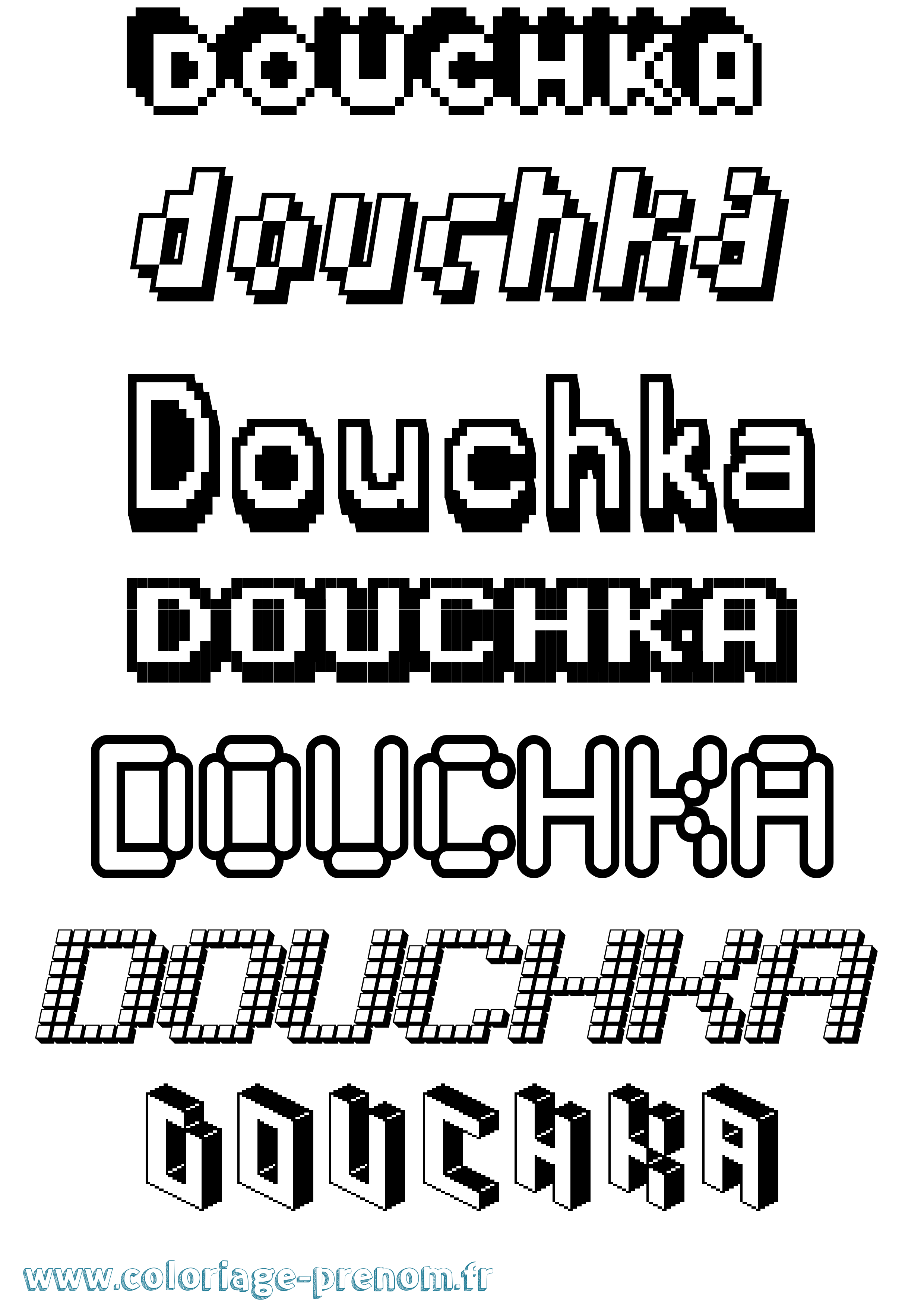 Coloriage Douchka Pixel Coloriage prénom Douchka Pixel