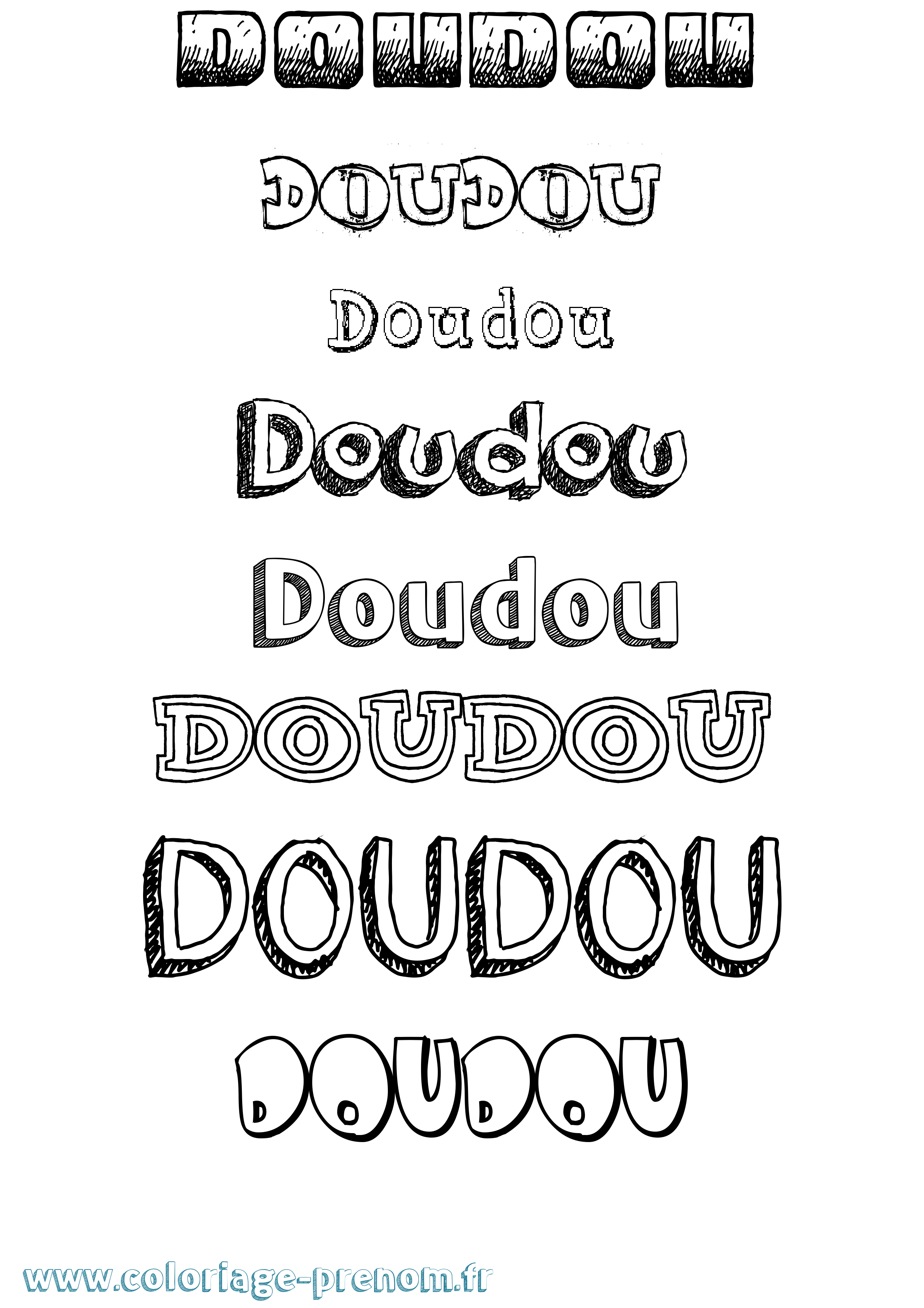 Coloriage Doudou Dessiné Coloriage prénom Doudou Dessiné