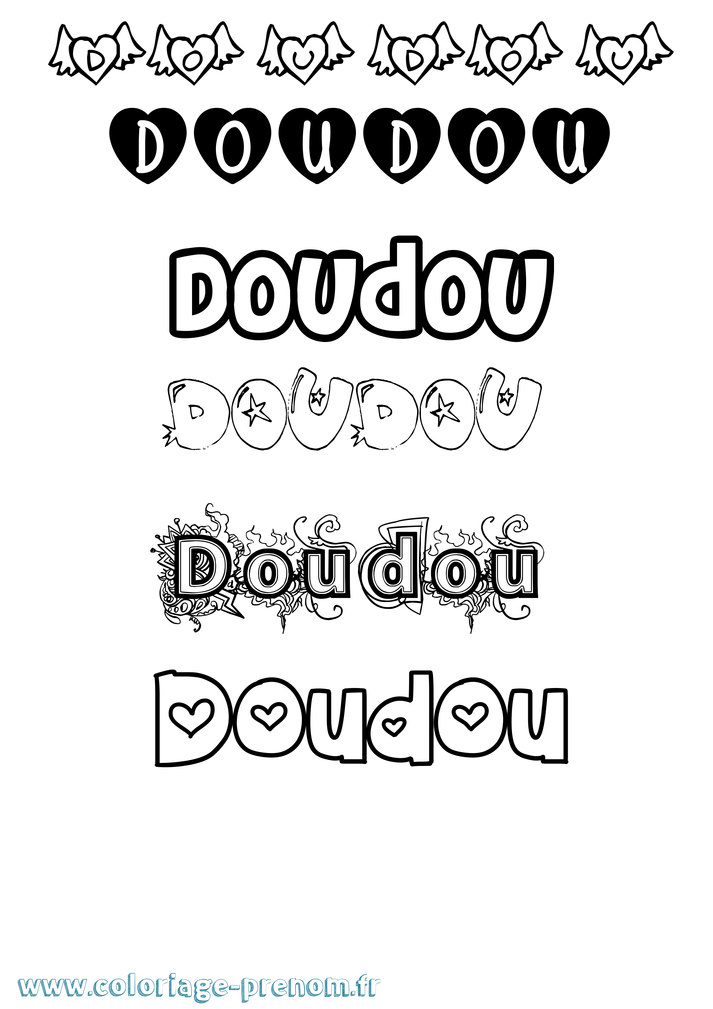 Coloriage Doudou Girly Coloriage prénom Doudou Girly