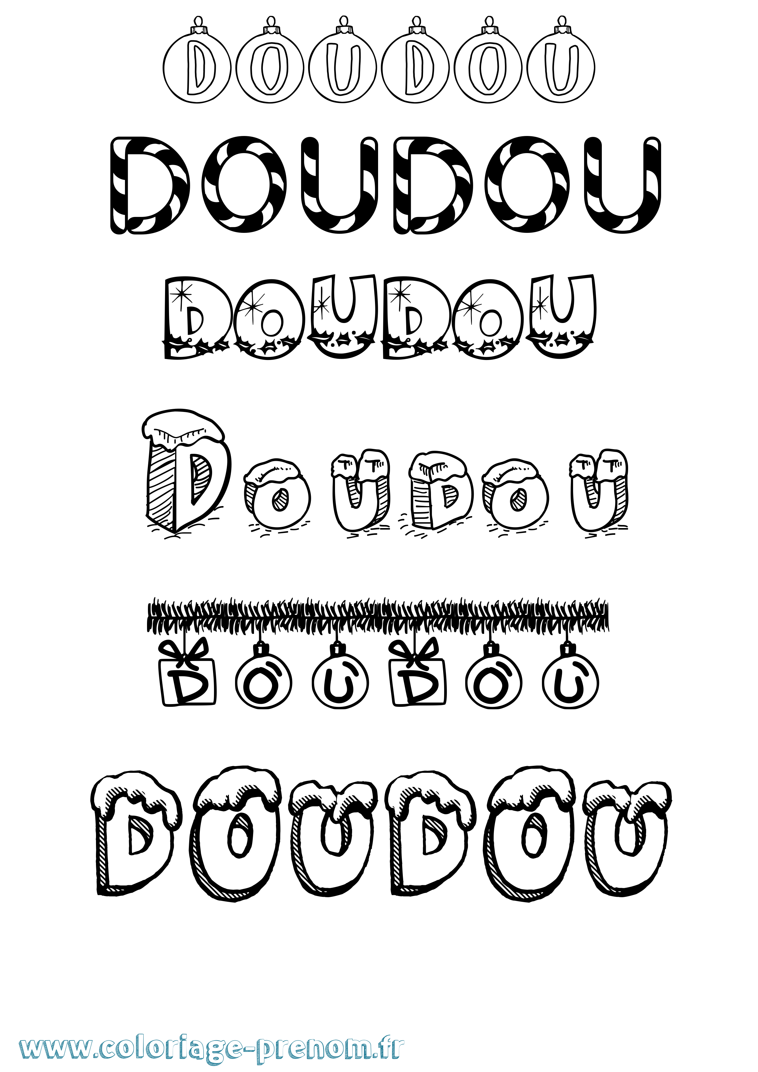 Coloriage Doudou Noël Coloriage prénom Doudou Noël