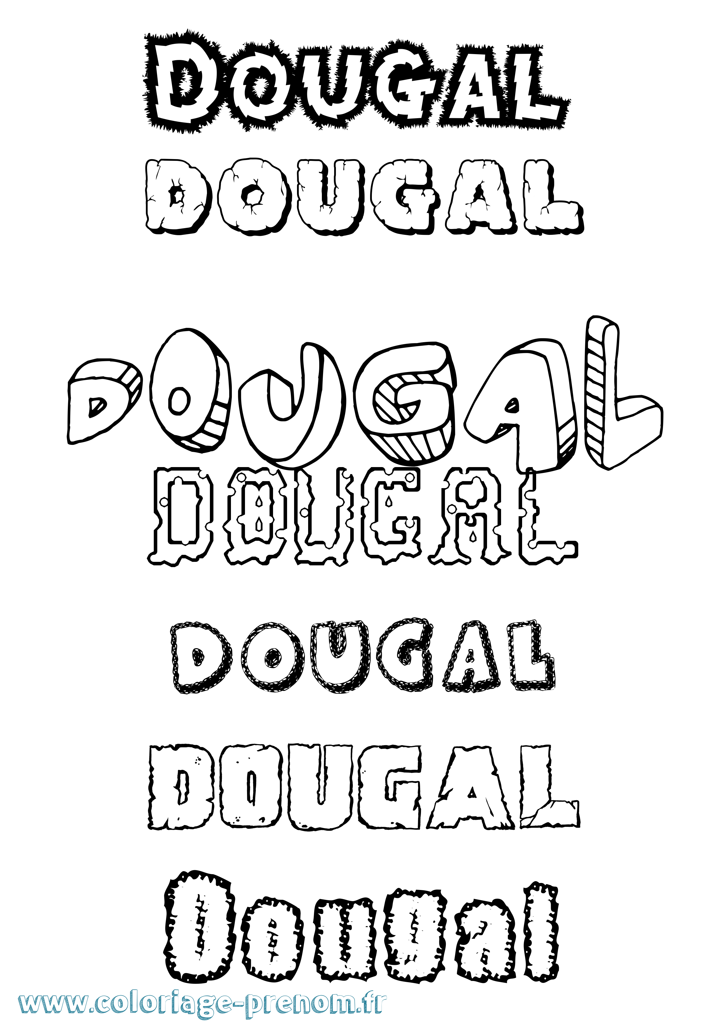 Coloriage Dougal Destructuré Coloriage prénom Dougal Destructuré
