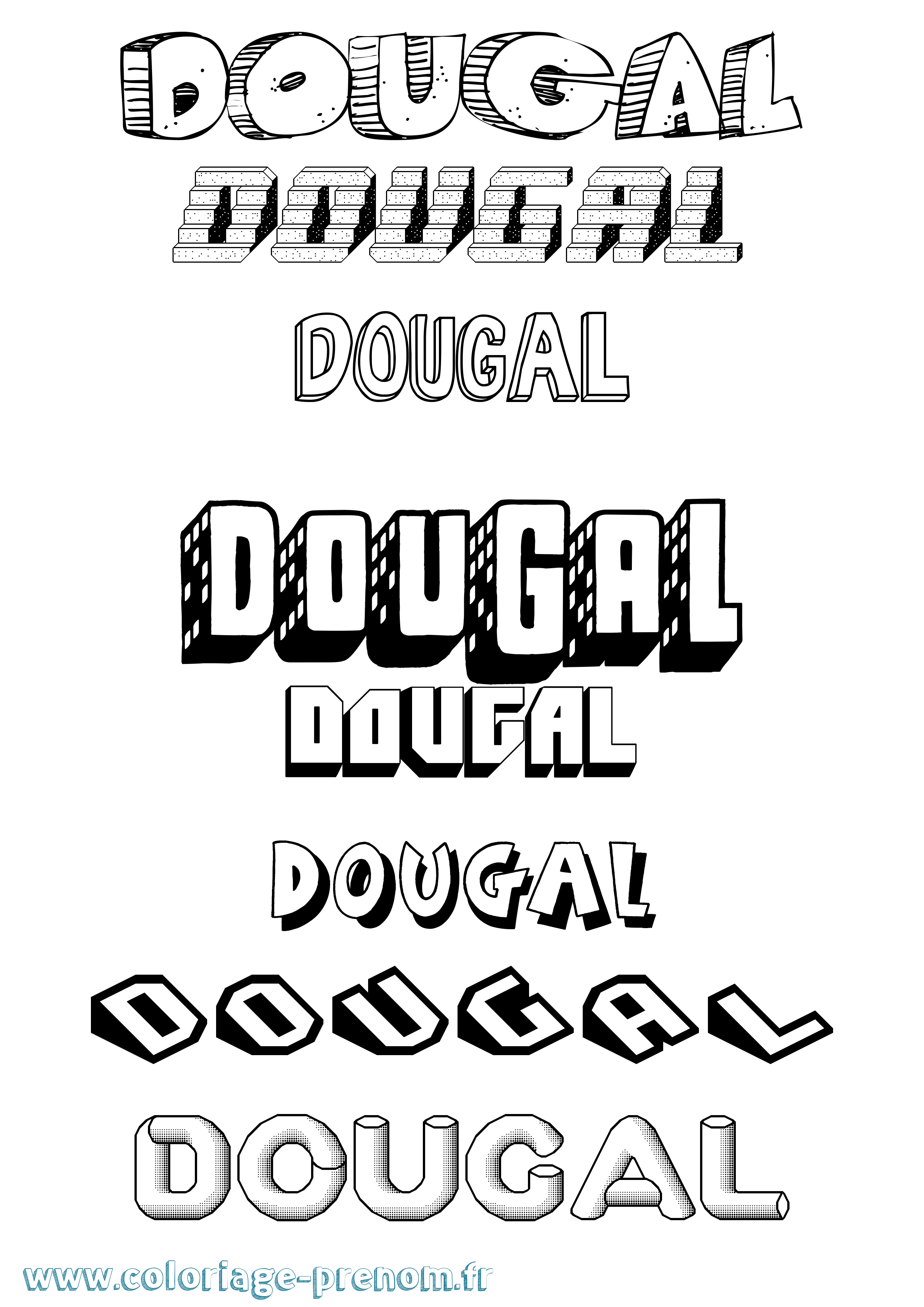 Coloriage Dougal Effet 3D Coloriage prénom Dougal Effet 3D