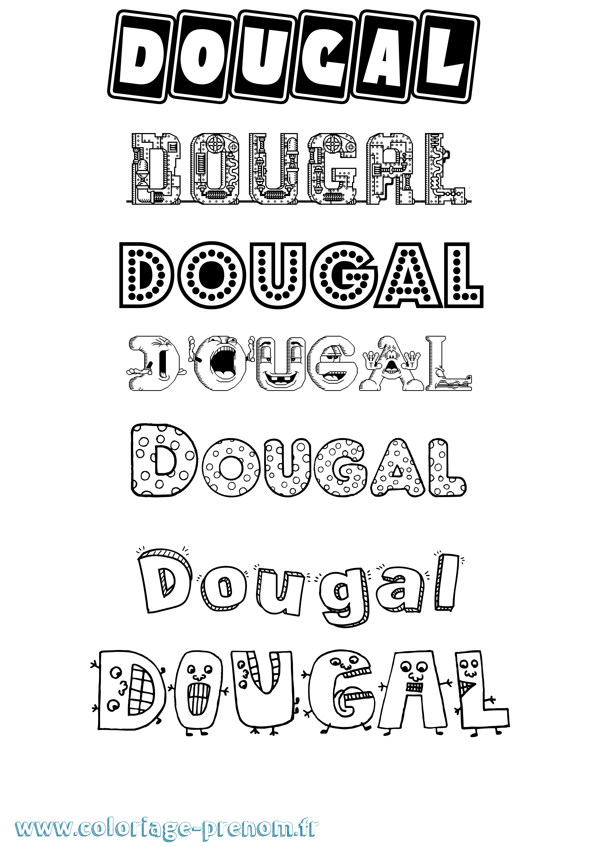 Coloriage Dougal Fun Coloriage prénom Dougal Fun