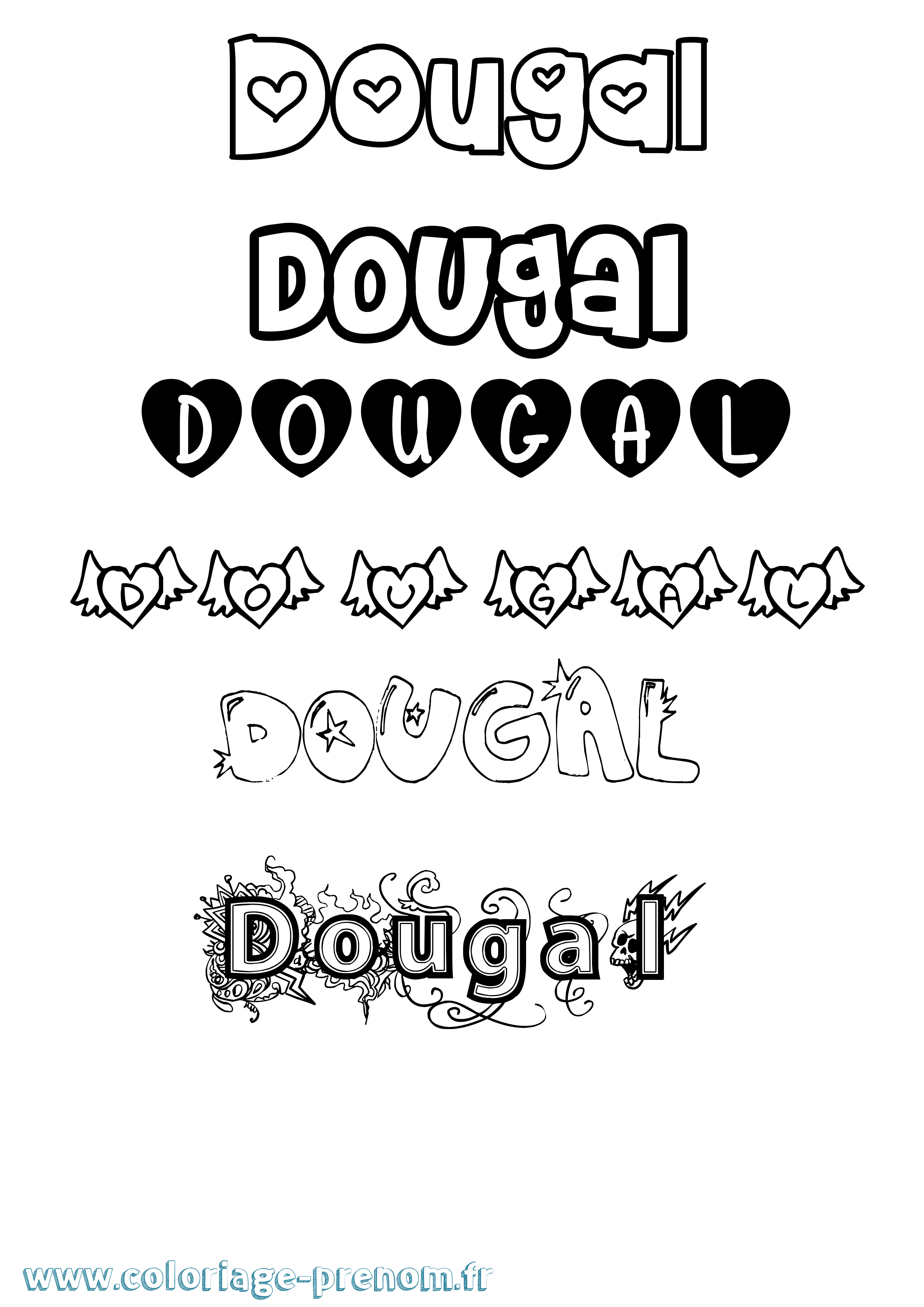Coloriage Dougal Girly Coloriage prénom Dougal Girly