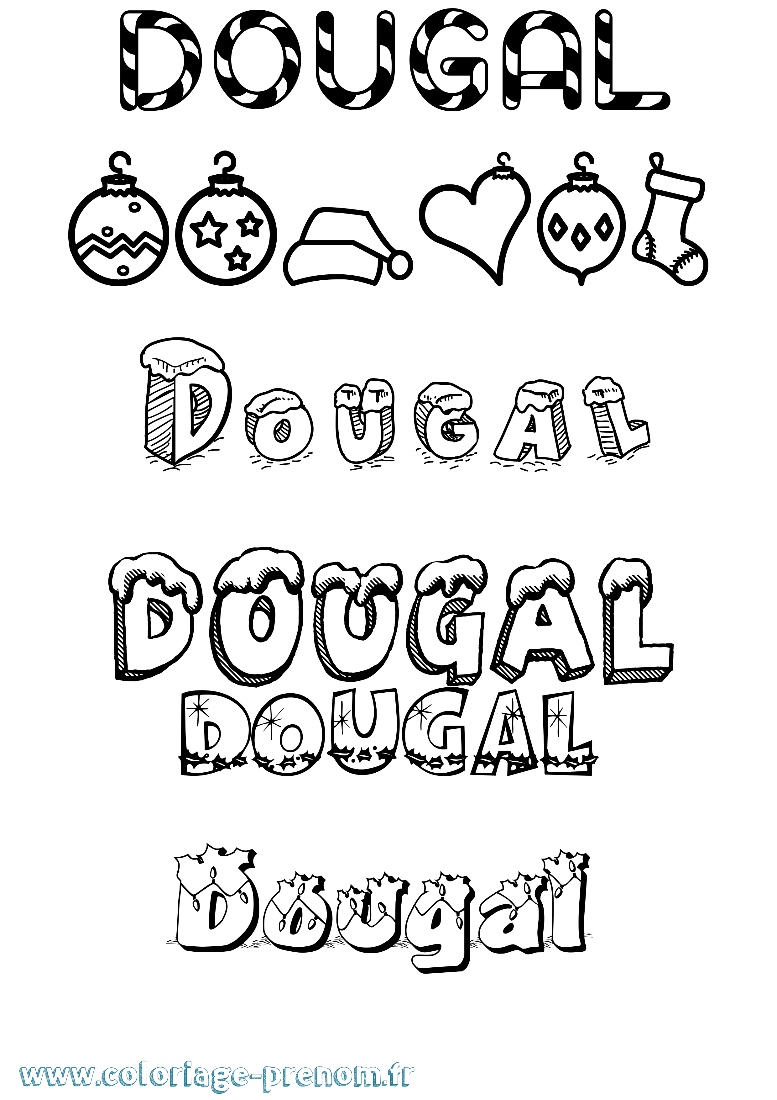 Coloriage Dougal Noël Coloriage prénom Dougal Noël