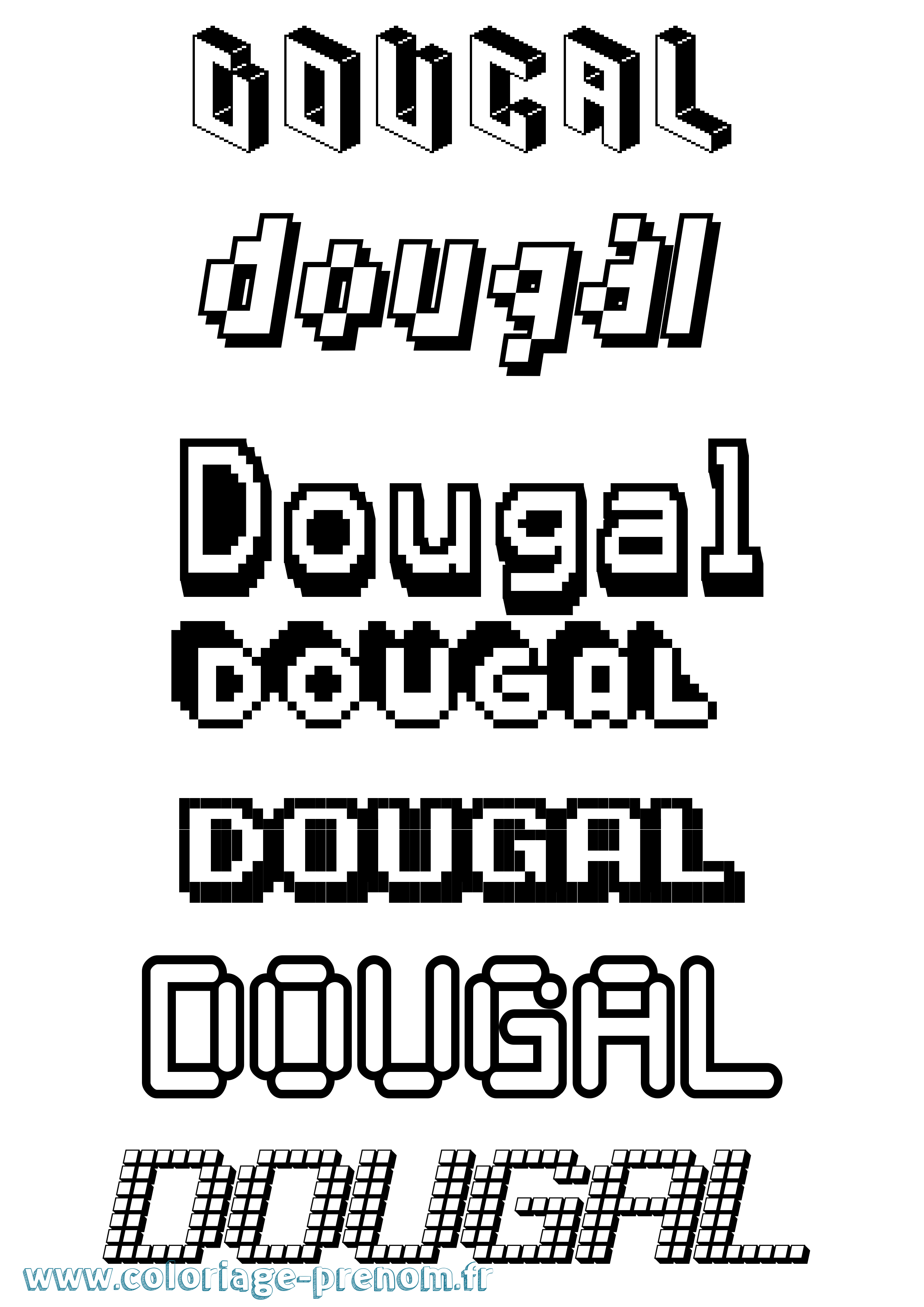 Coloriage Dougal Pixel Coloriage prénom Dougal Pixel