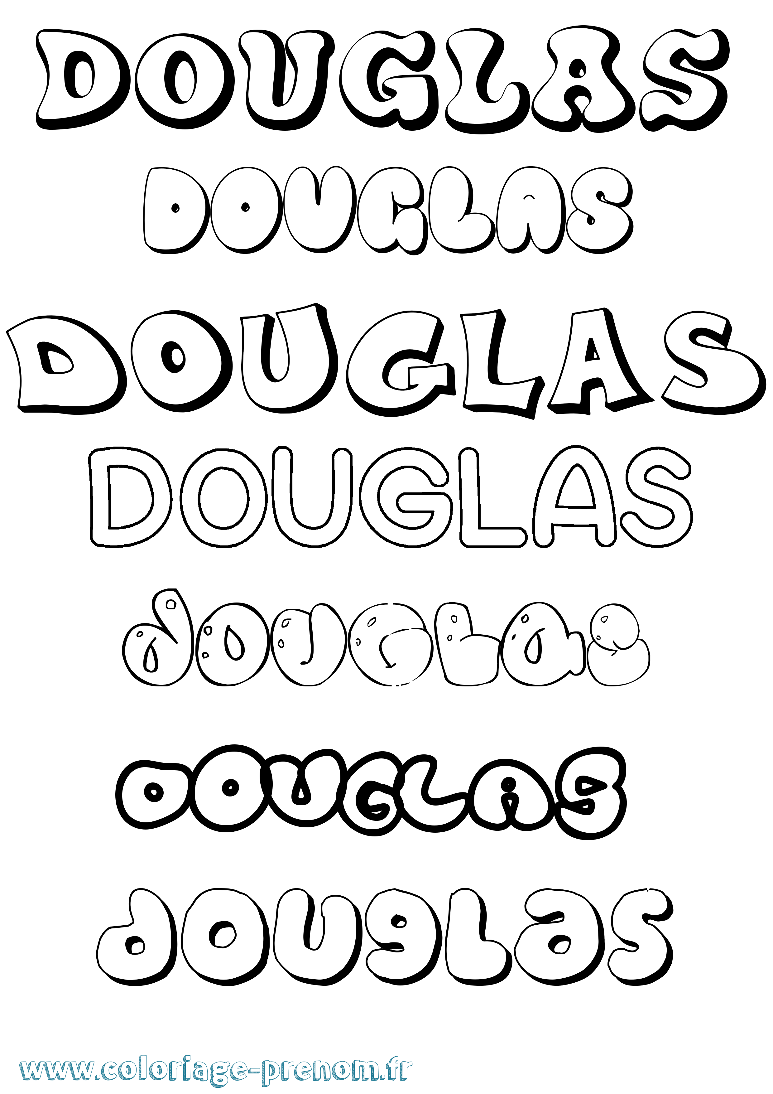 Coloriage Douglas Bubble Coloriage prénom Douglas Bubble