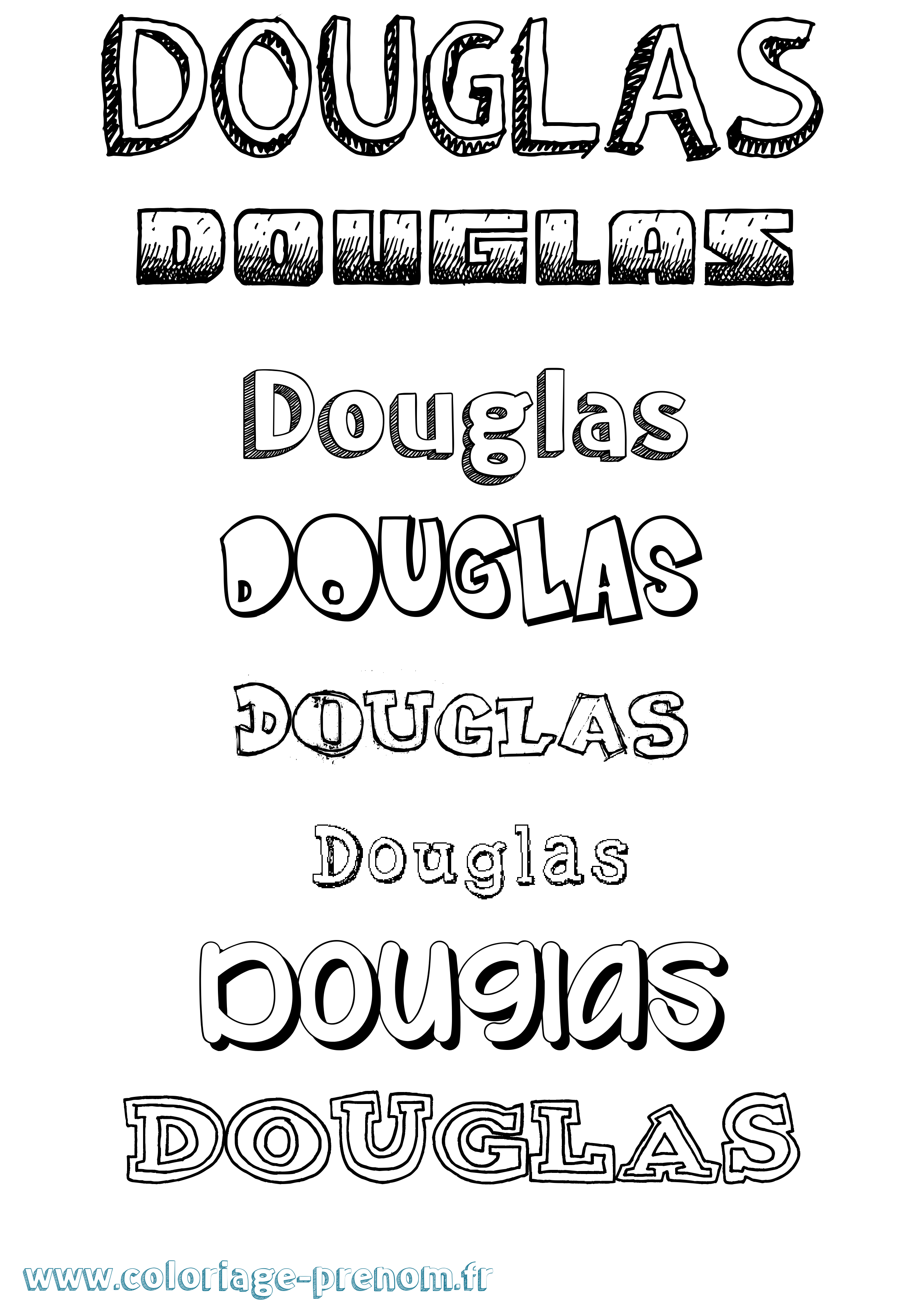 Coloriage Douglas Dessiné Coloriage prénom Douglas Dessiné