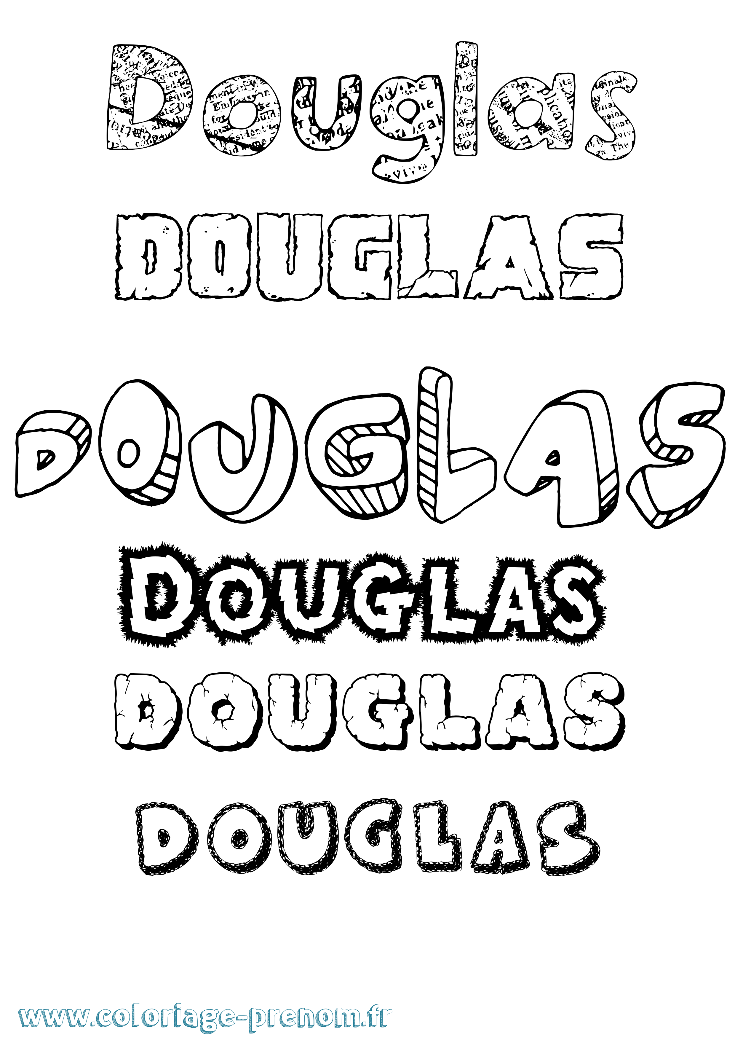 Coloriage Douglas Destructuré Coloriage prénom Douglas Destructuré