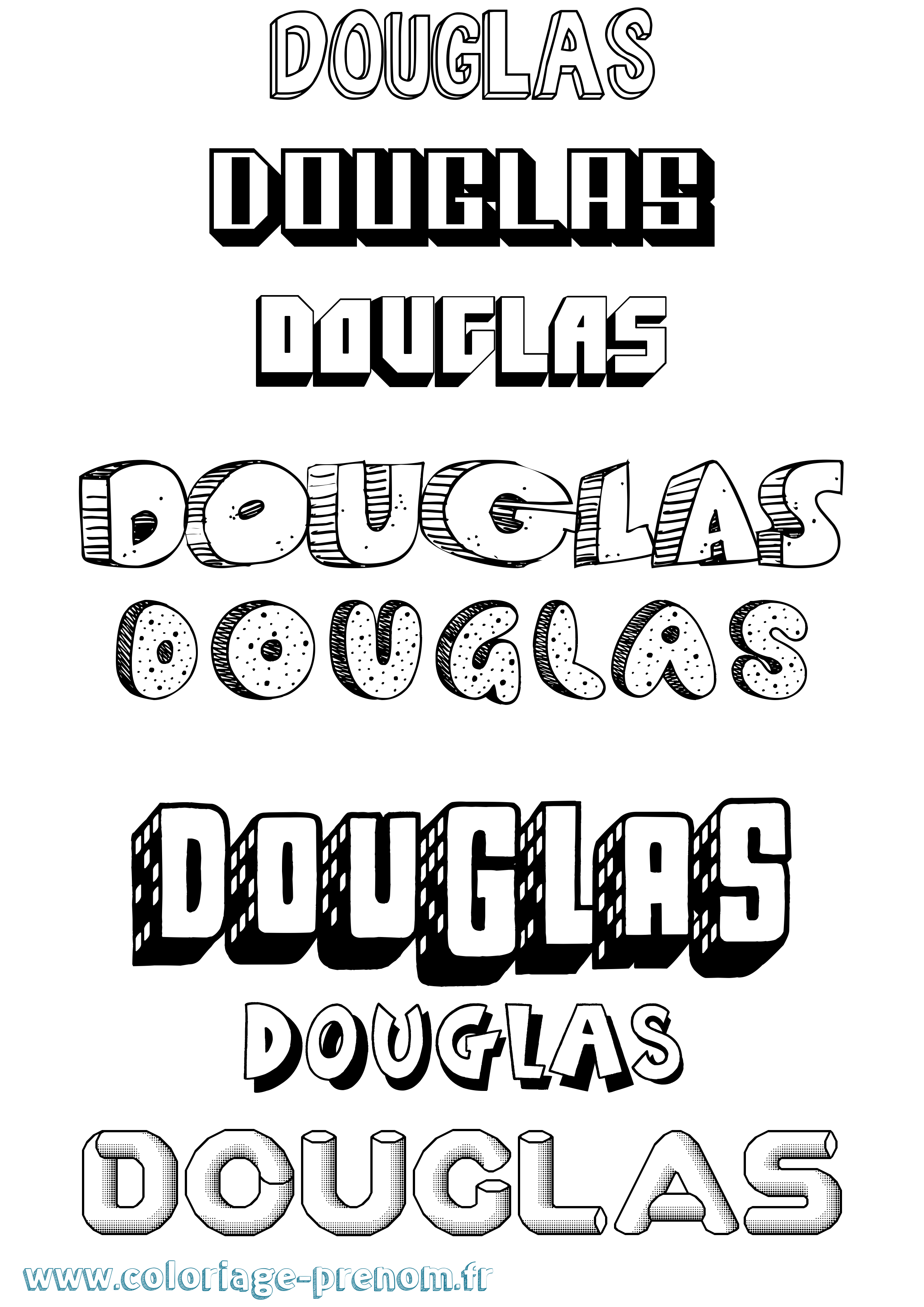 Coloriage Douglas Effet 3D Coloriage prénom Douglas Effet 3D