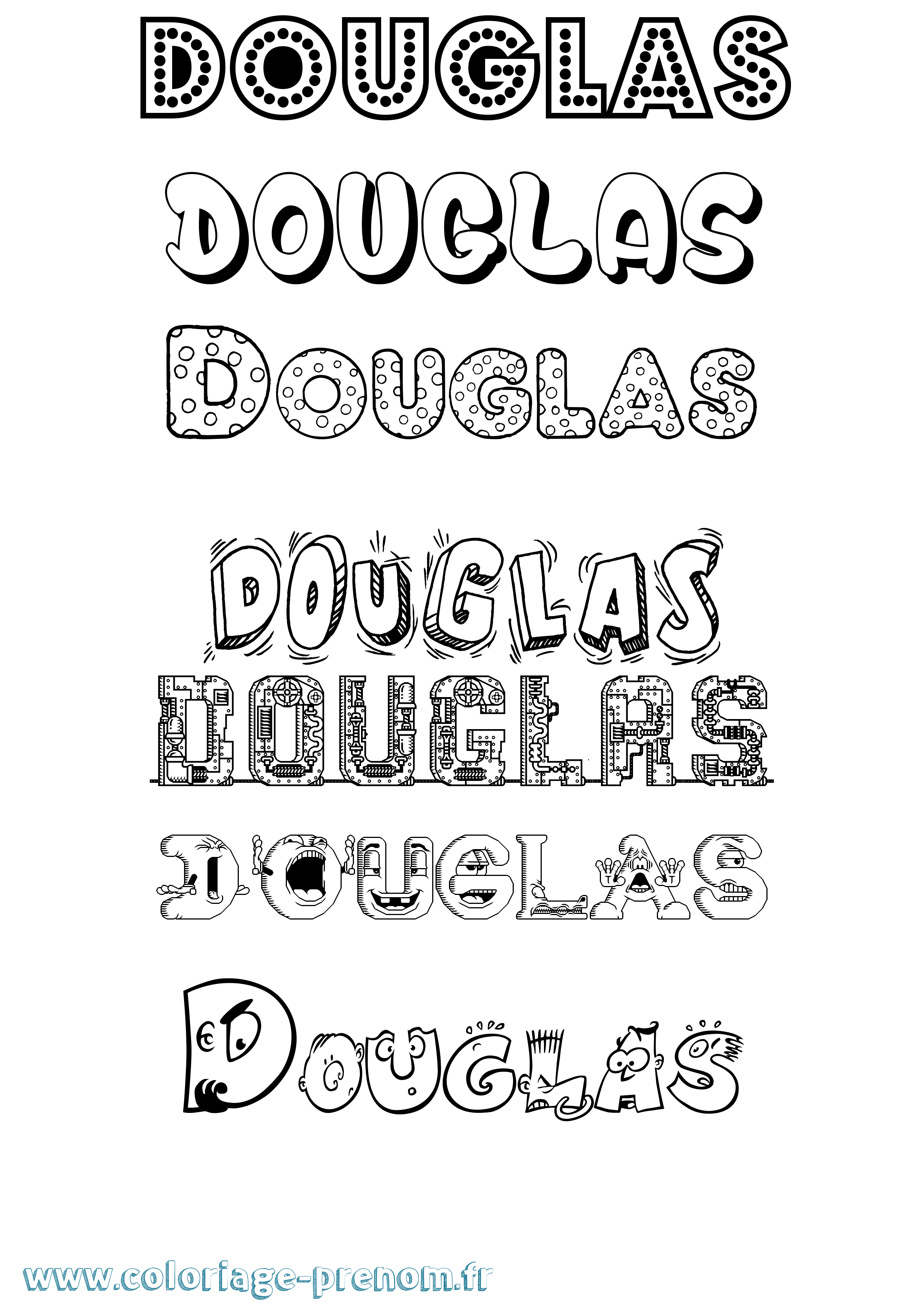Coloriage Douglas Fun Coloriage prénom Douglas Fun