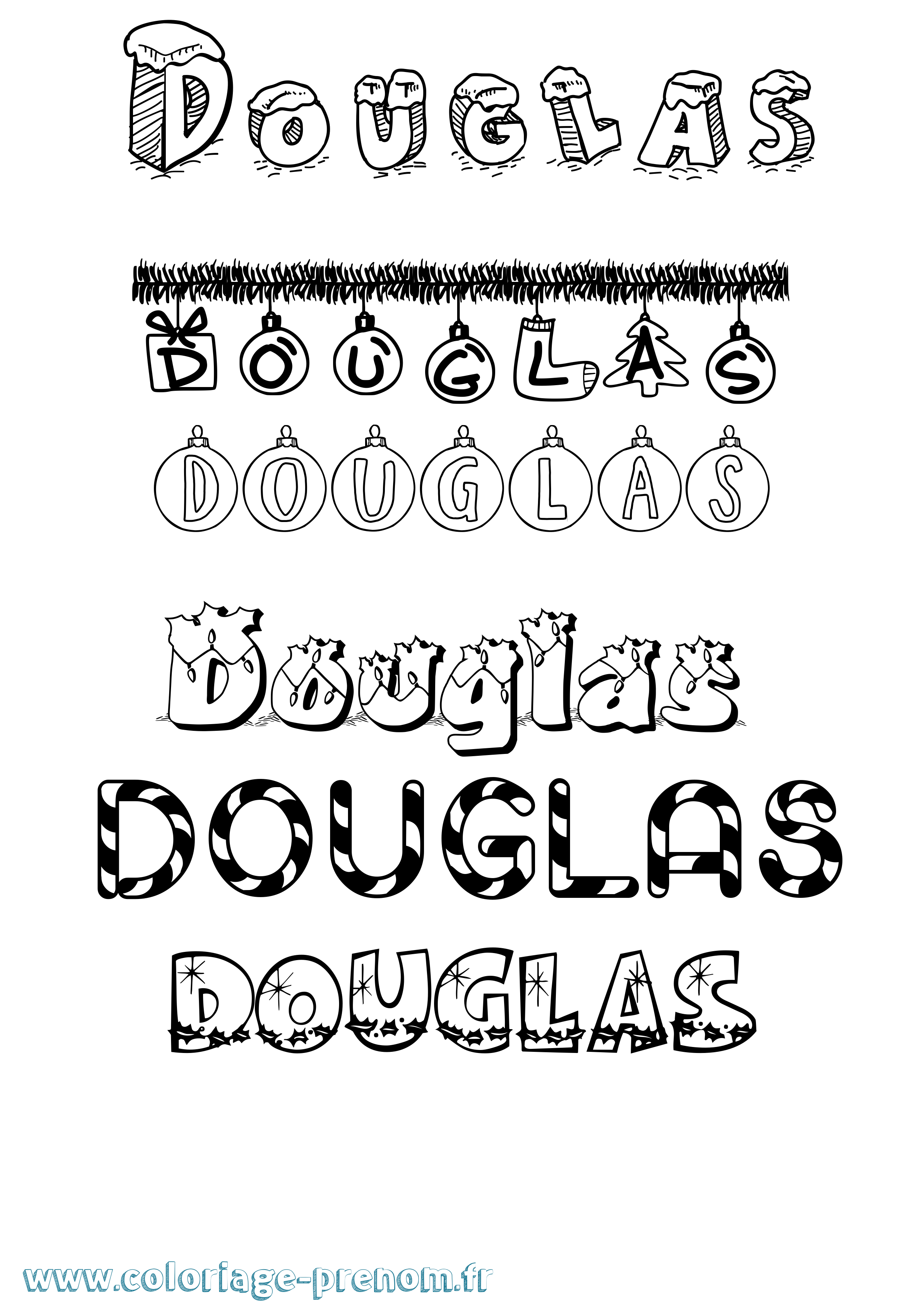 Coloriage Douglas Noël Coloriage prénom Douglas Noël