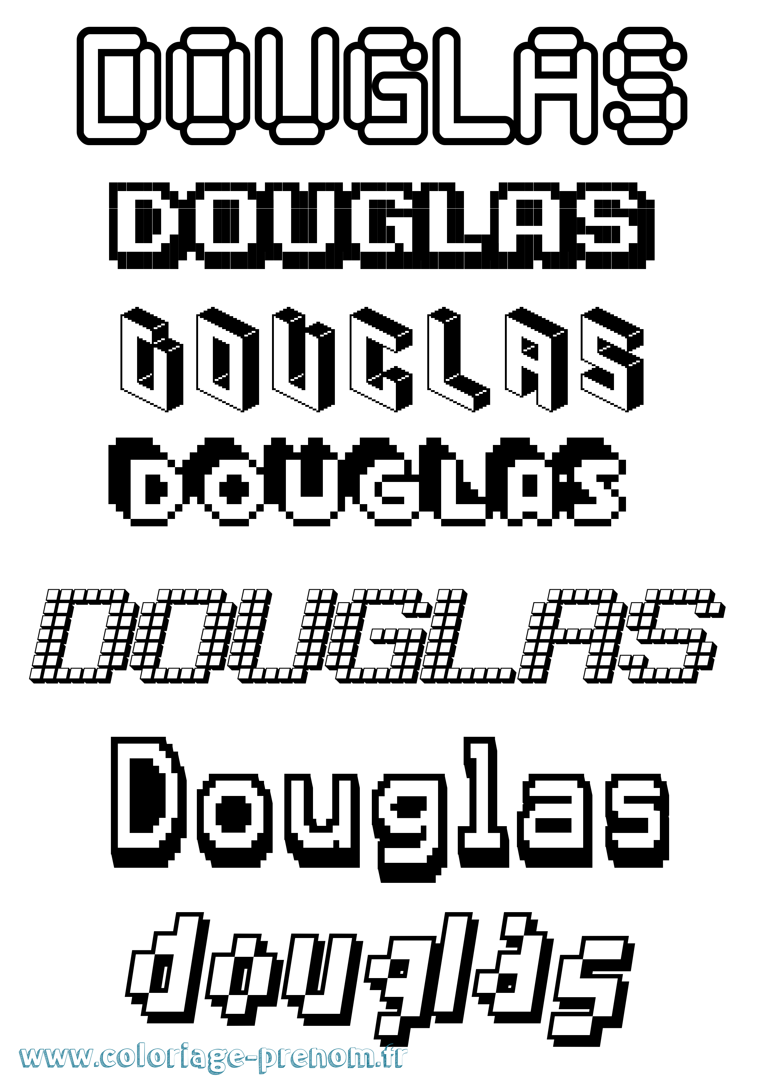 Coloriage Douglas Pixel Coloriage prénom Douglas Pixel