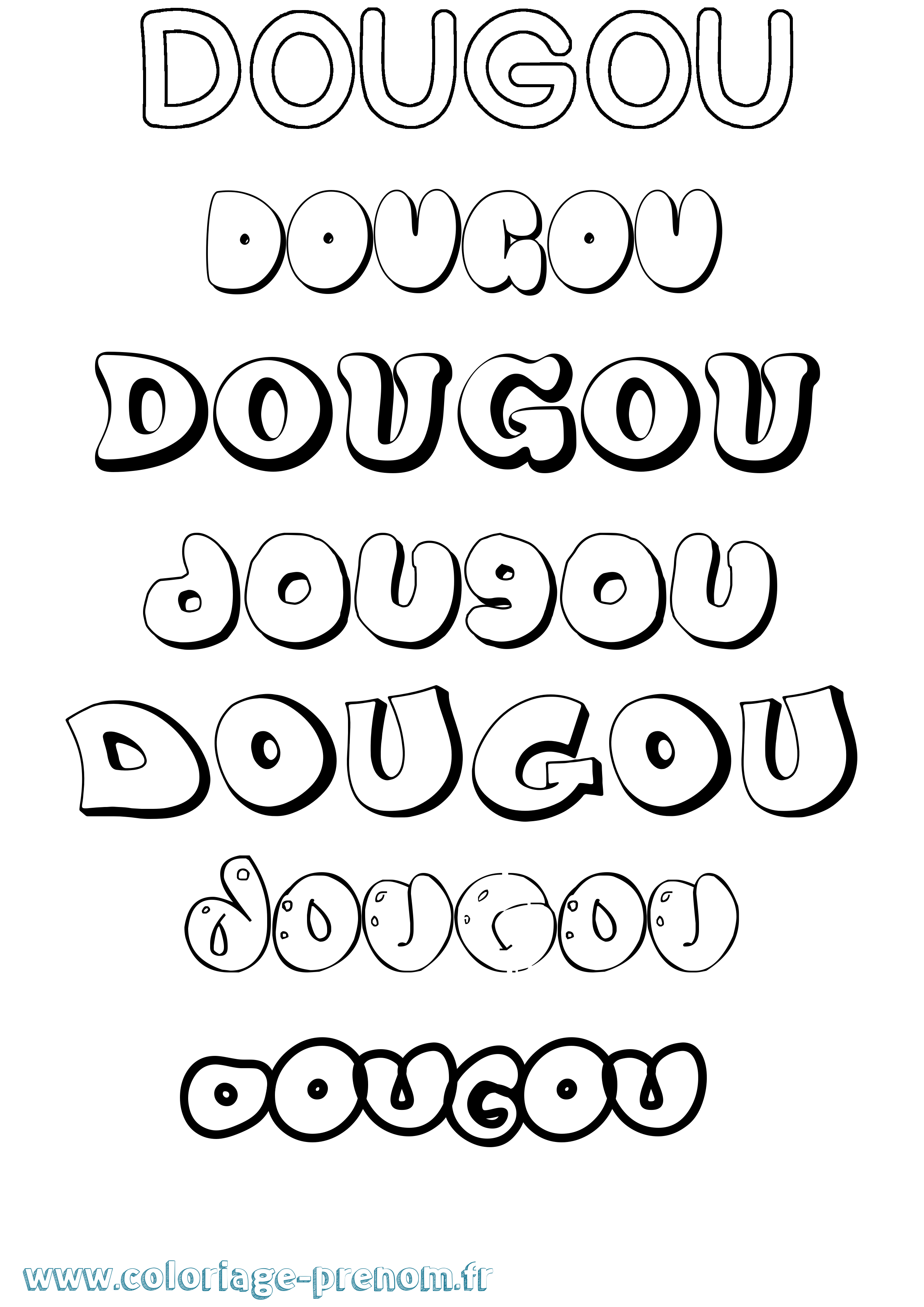 Coloriage Dougou Bubble Coloriage prénom Dougou Bubble