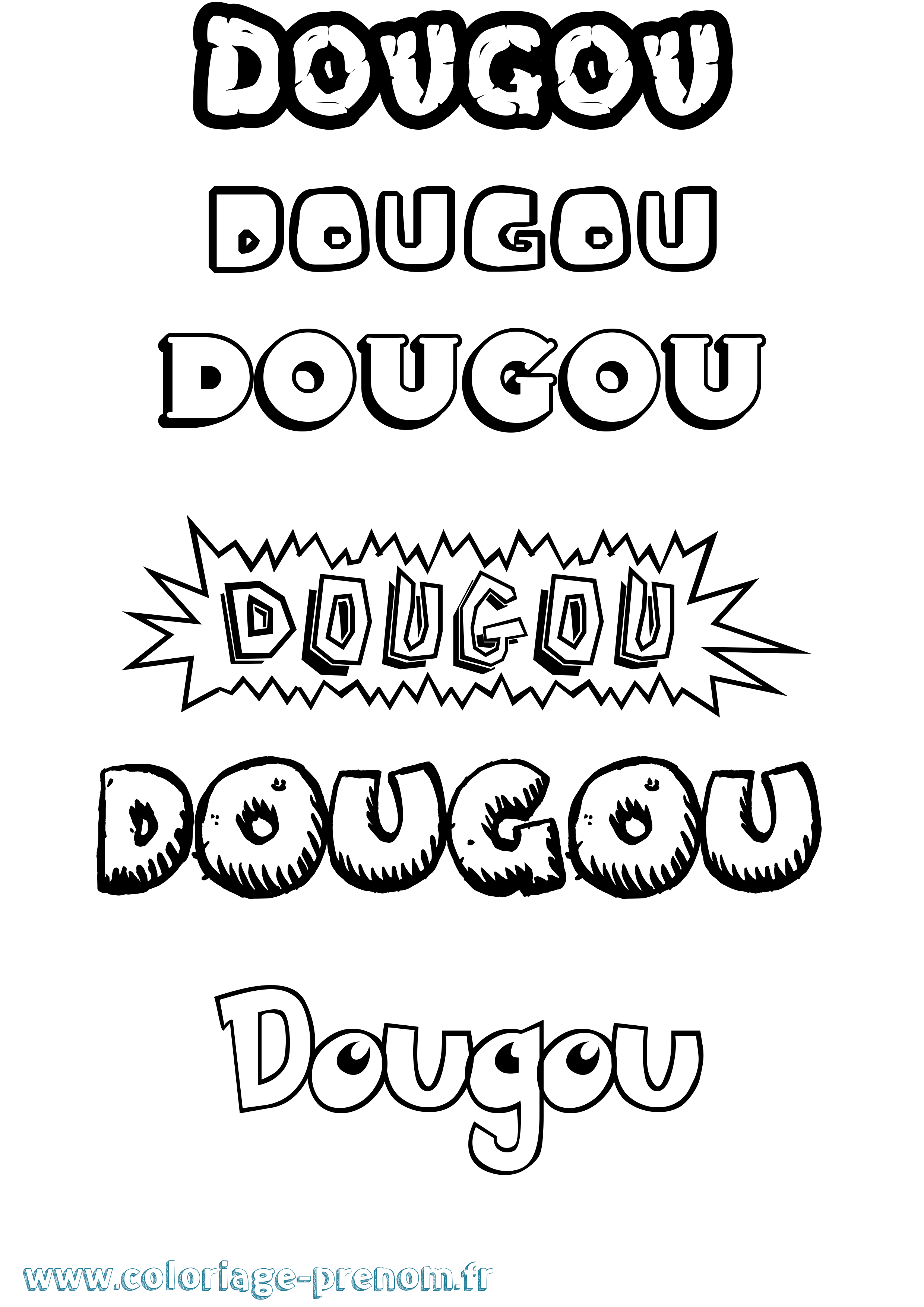 Coloriage Dougou Dessin Animé Coloriage prénom Dougou Dessin Animé