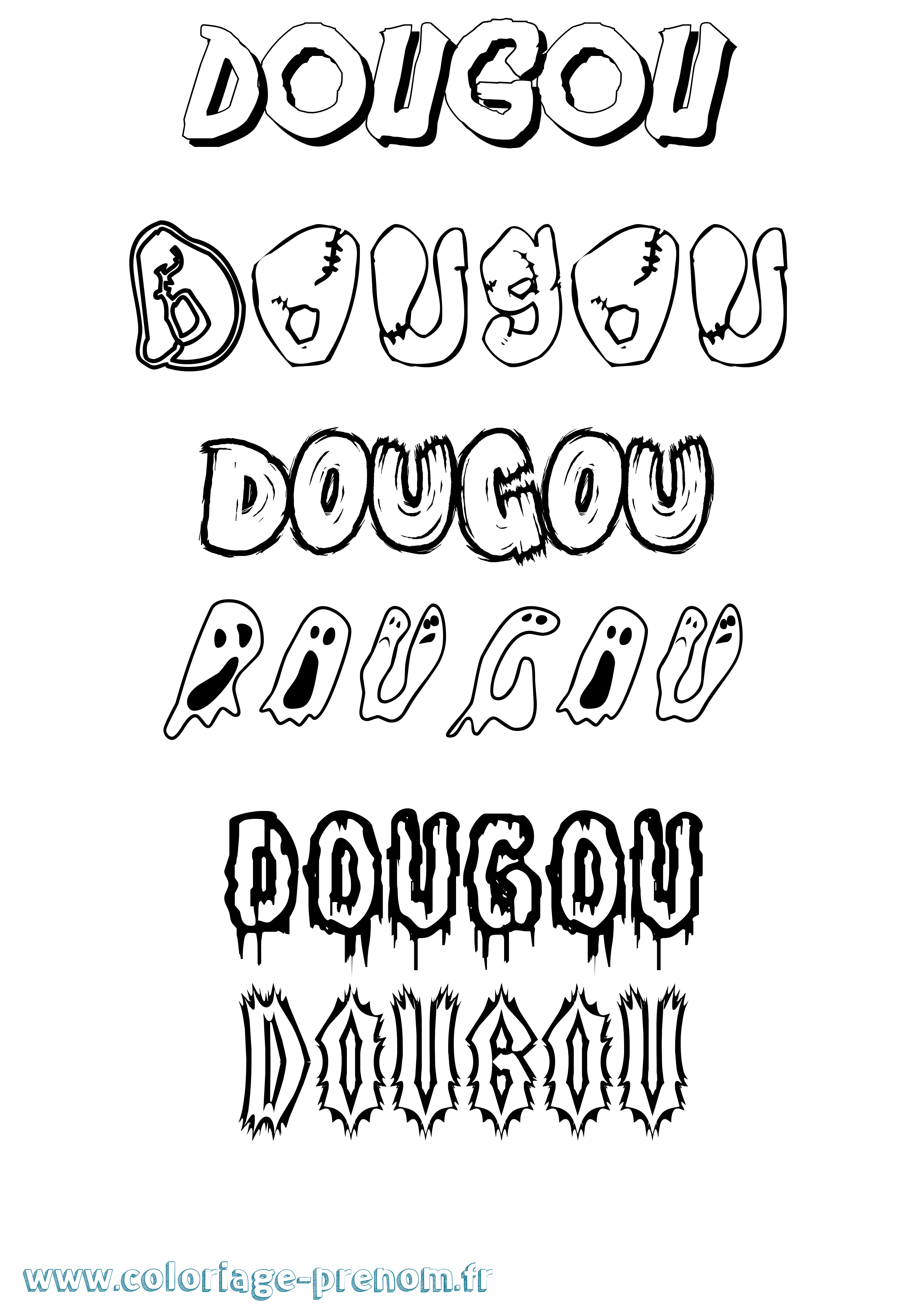 Coloriage Dougou Frisson Coloriage prénom Dougou Frisson