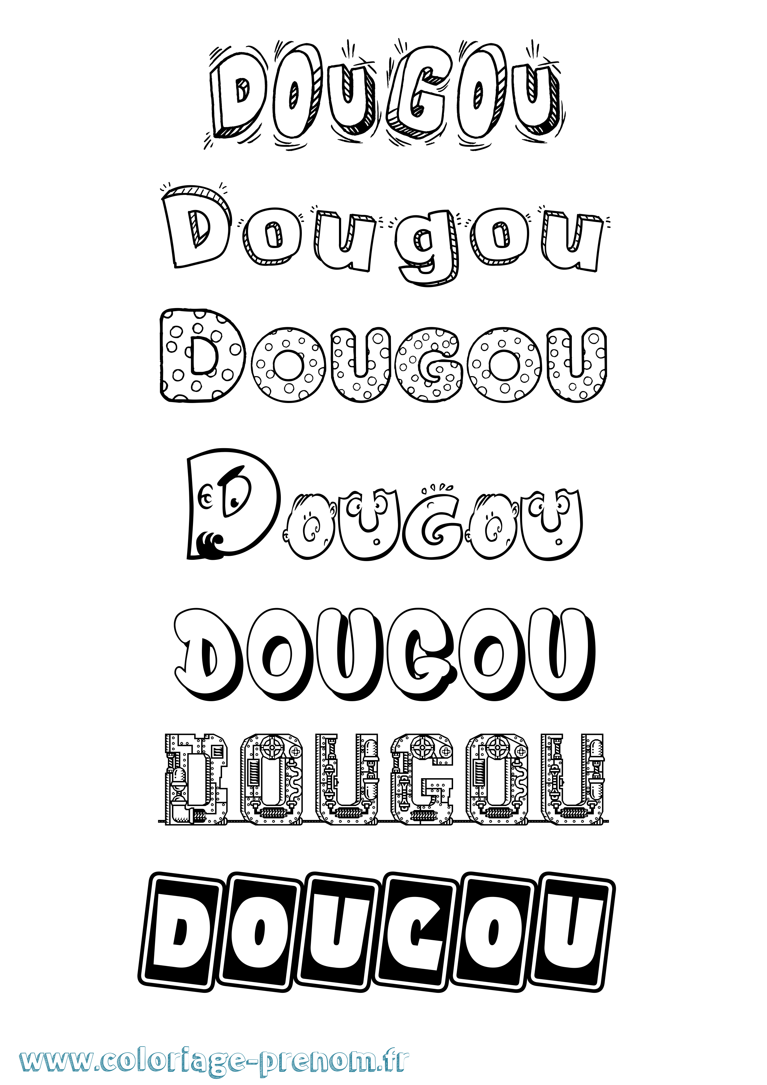 Coloriage Dougou Fun Coloriage prénom Dougou Fun