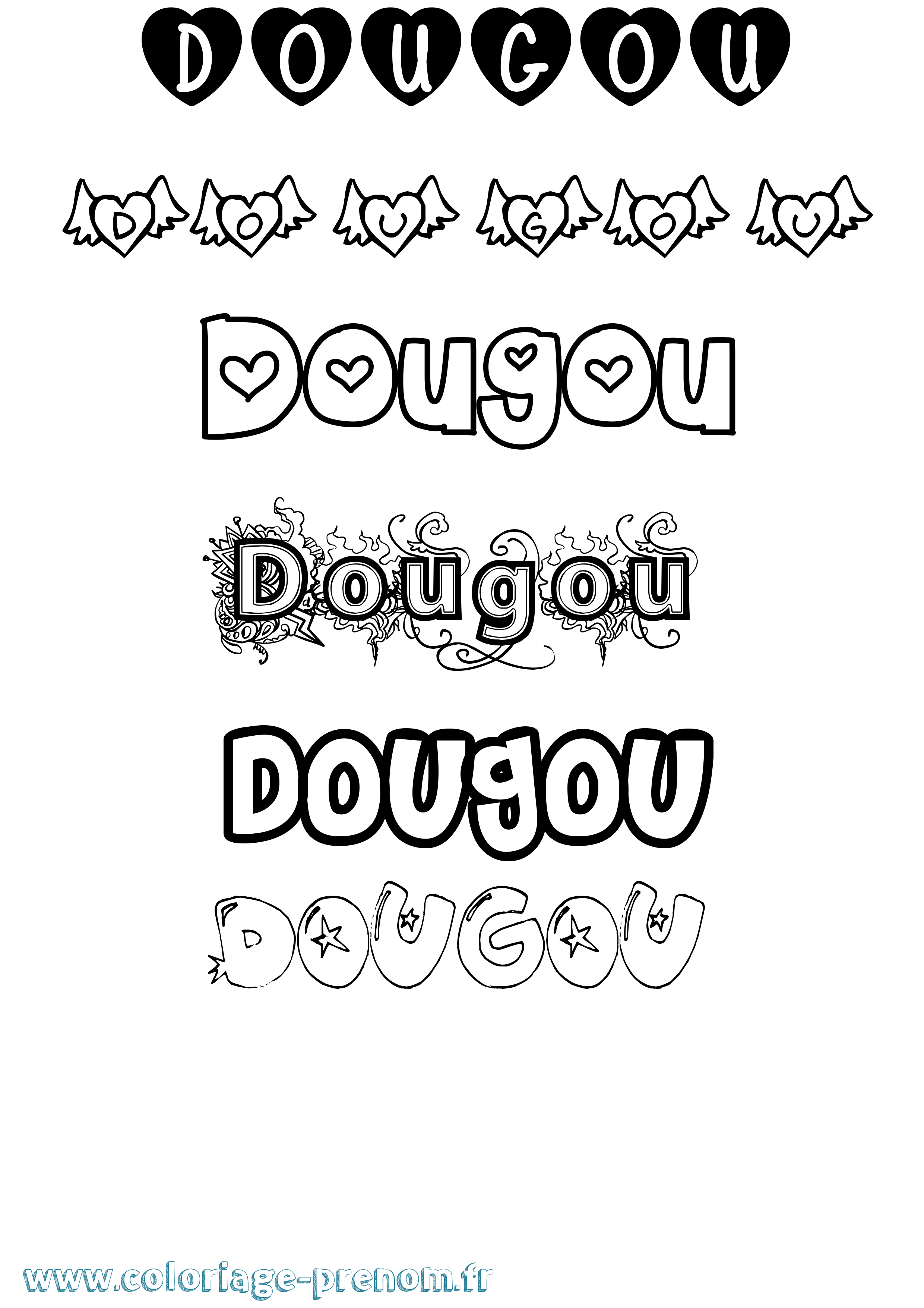 Coloriage Dougou Girly Coloriage prénom Dougou Girly