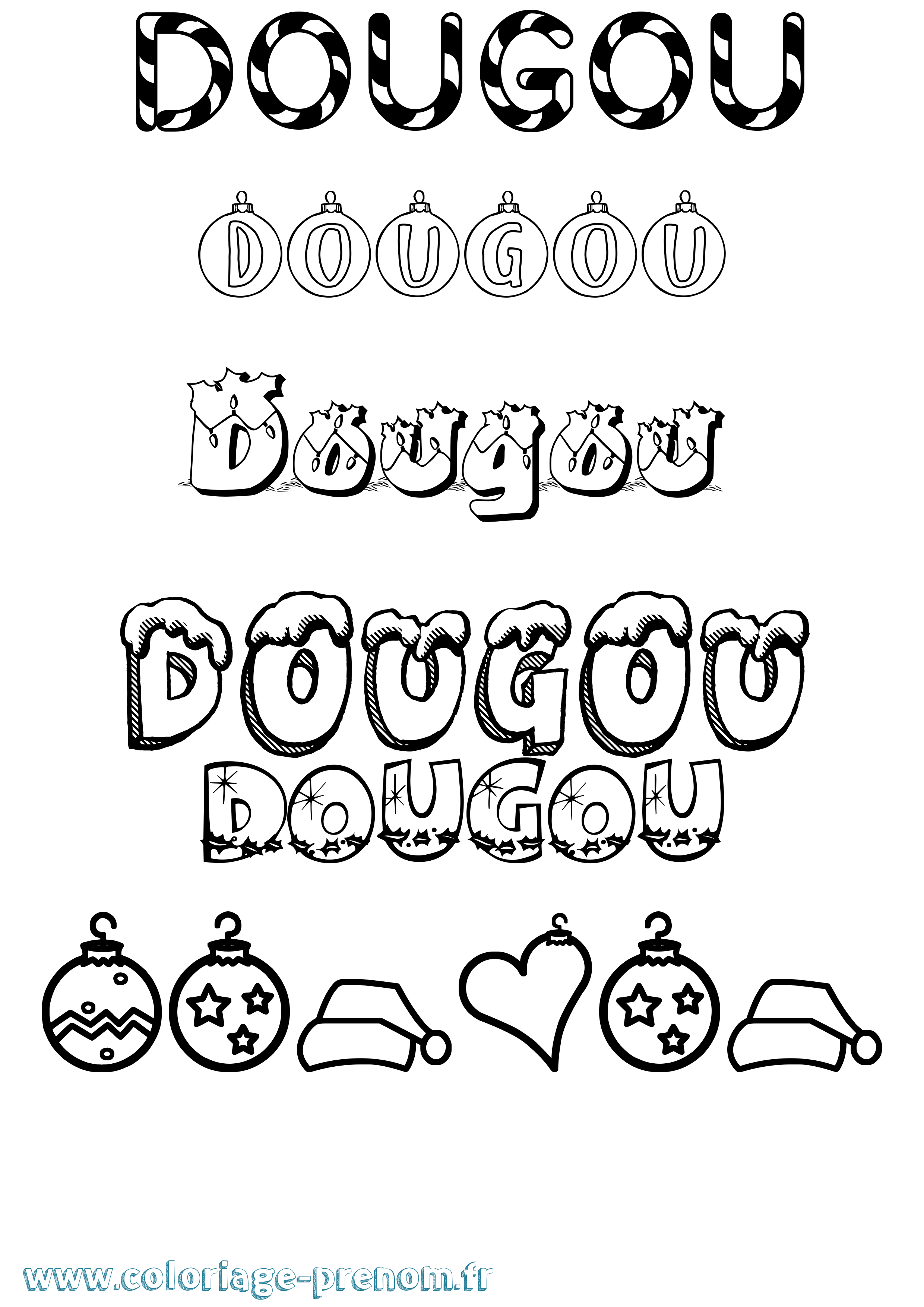 Coloriage Dougou Noël Coloriage prénom Dougou Noël