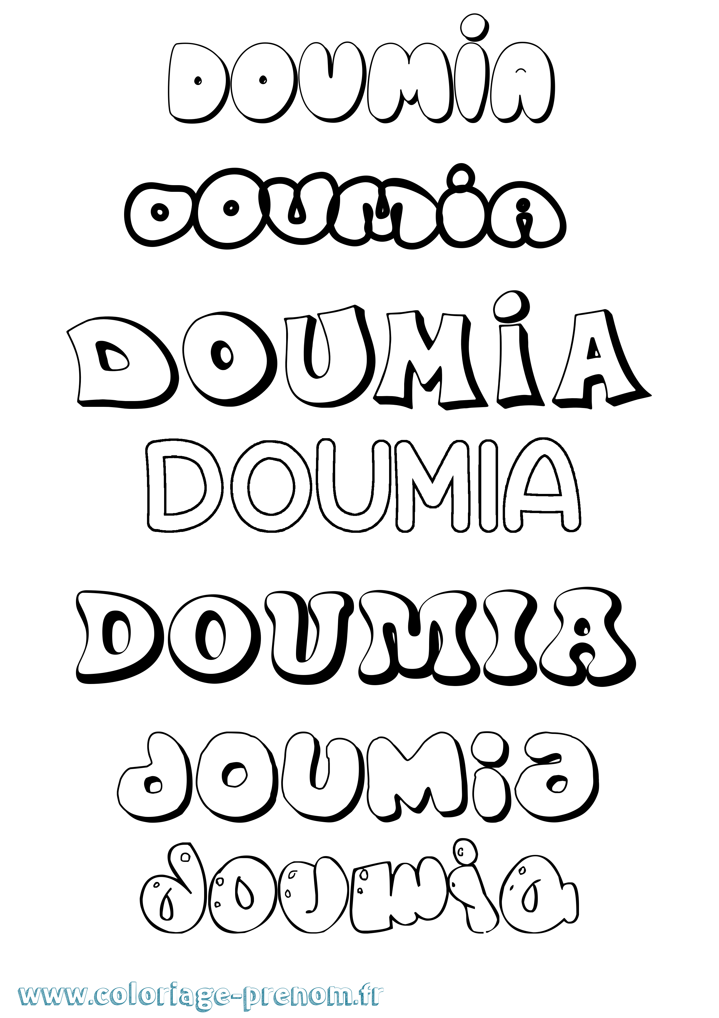 Coloriage Doumia Bubble Coloriage prénom Doumia Bubble