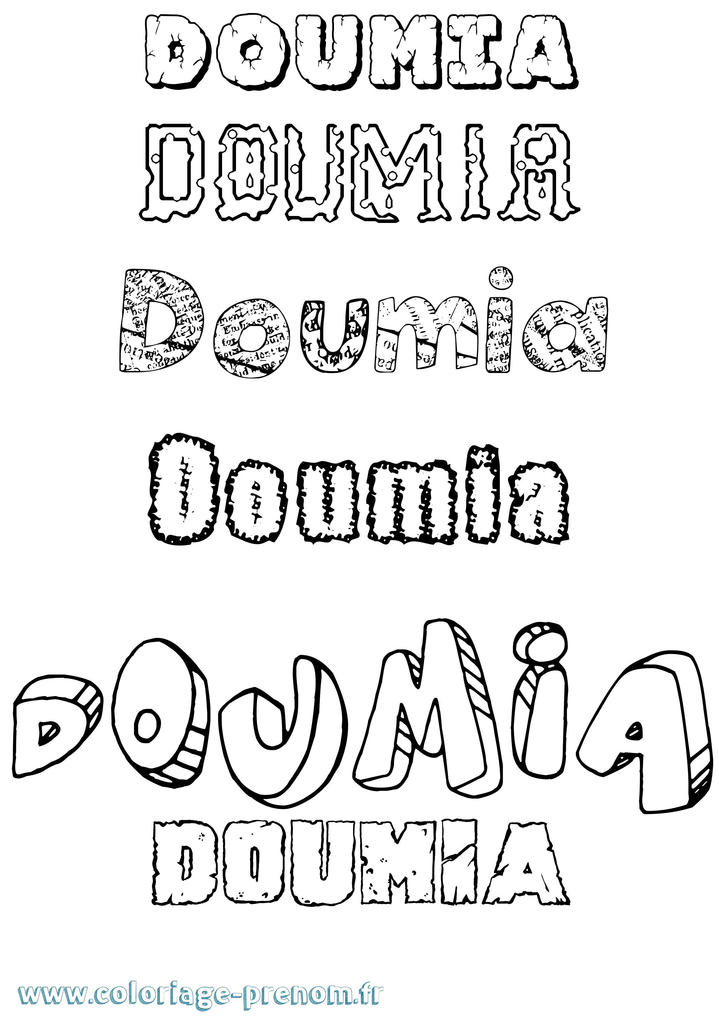 Coloriage Doumia Destructuré Coloriage prénom Doumia Destructuré