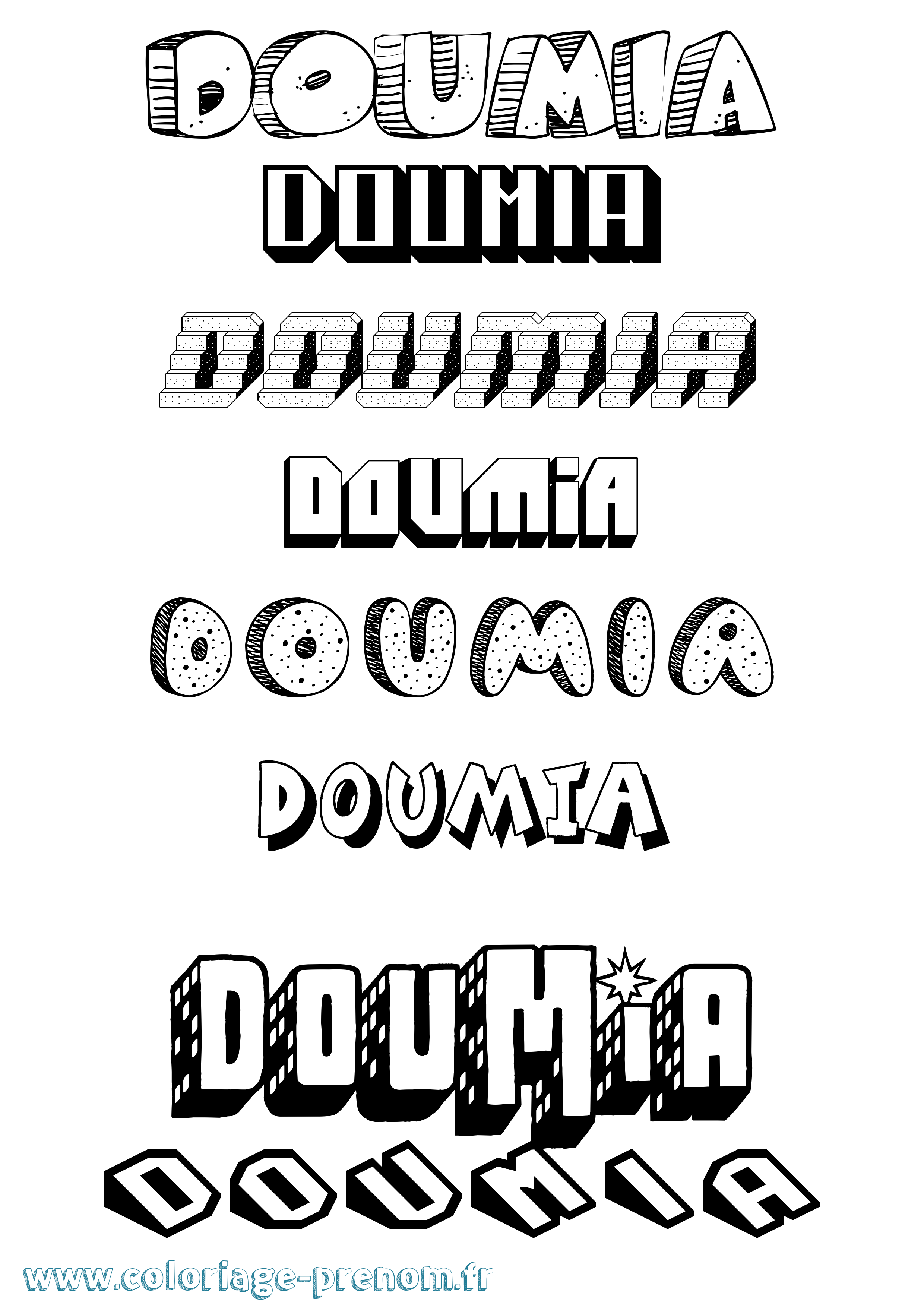 Coloriage Doumia Effet 3D Coloriage prénom Doumia Effet 3D