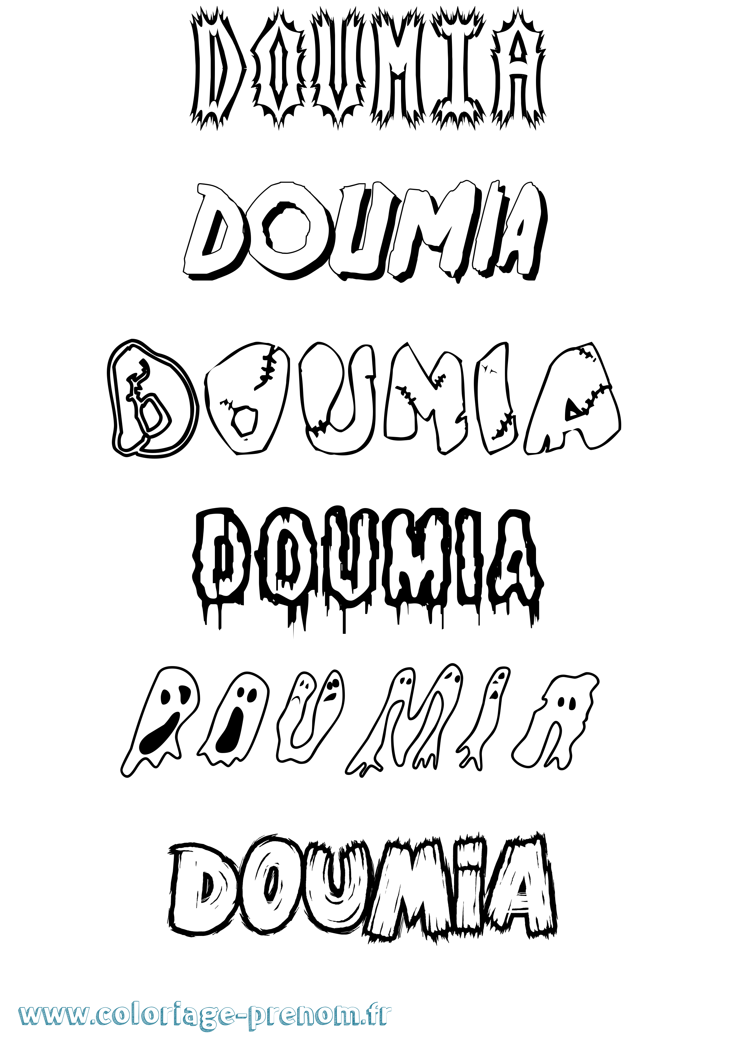 Coloriage Doumia Frisson Coloriage prénom Doumia Frisson