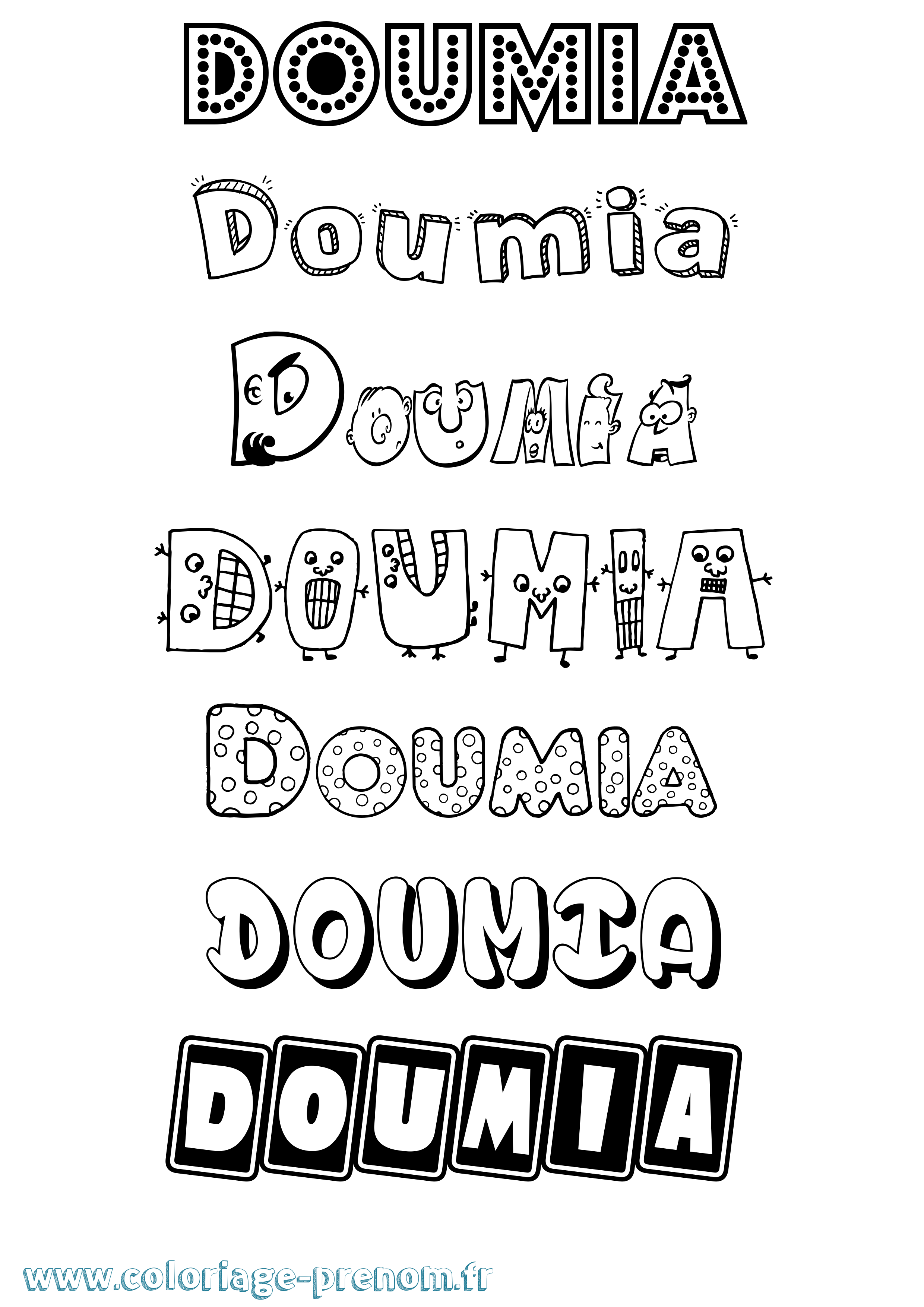 Coloriage Doumia Fun Coloriage prénom Doumia Fun