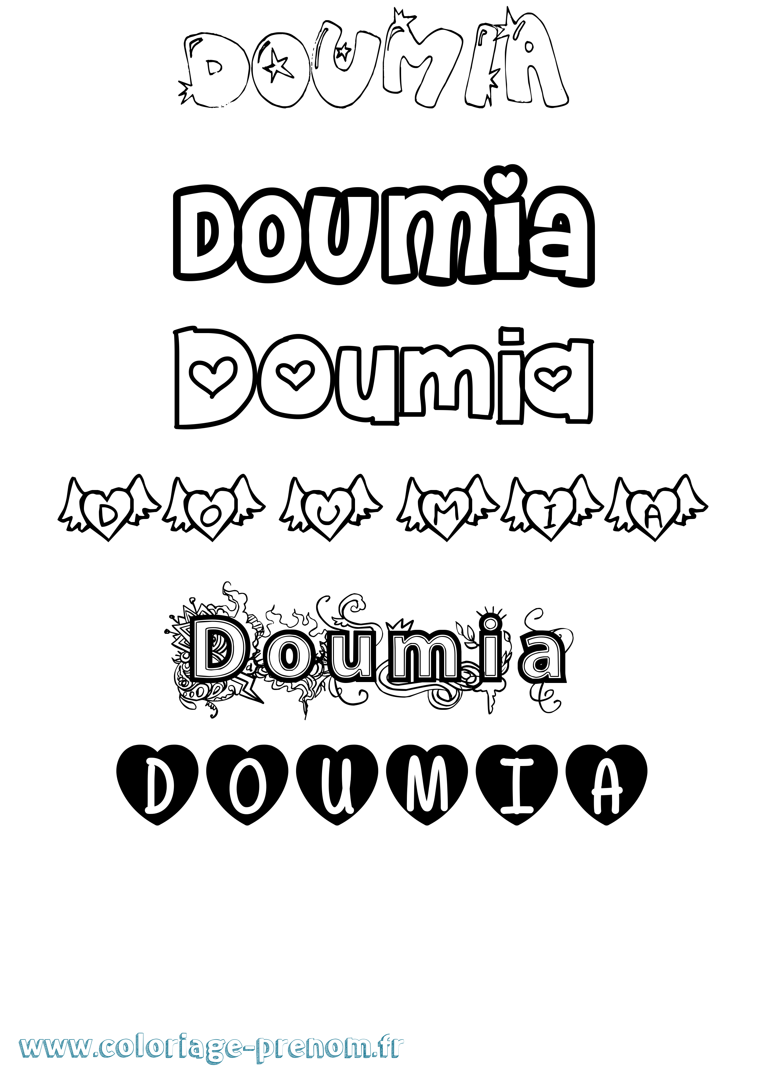 Coloriage Doumia Girly Coloriage prénom Doumia Girly
