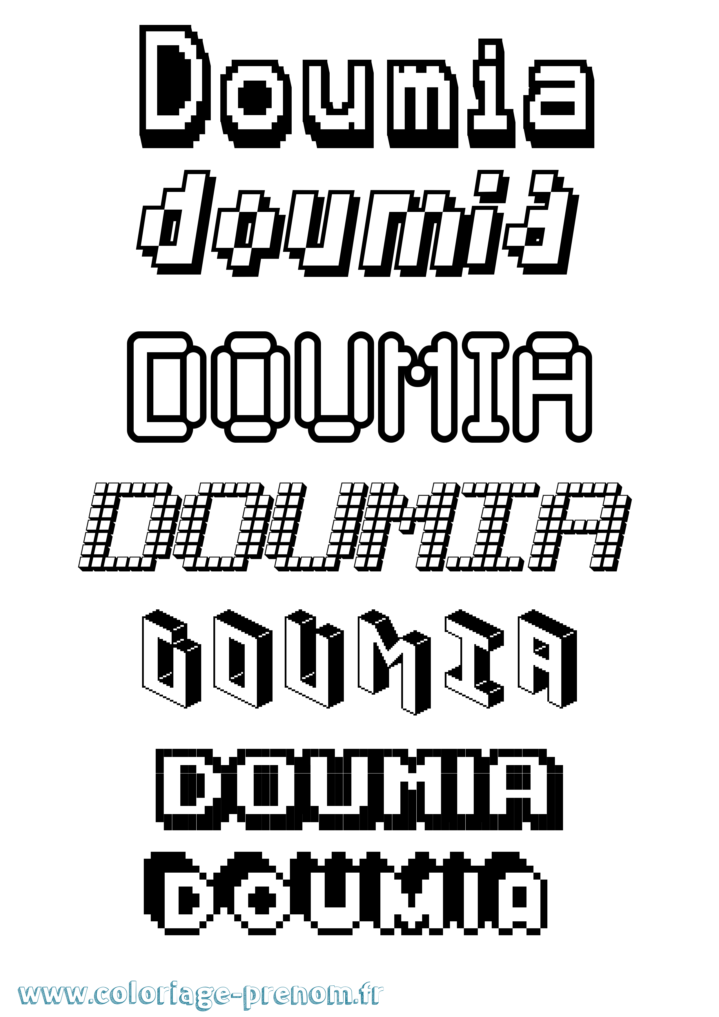 Coloriage Doumia Pixel Coloriage prénom Doumia Pixel