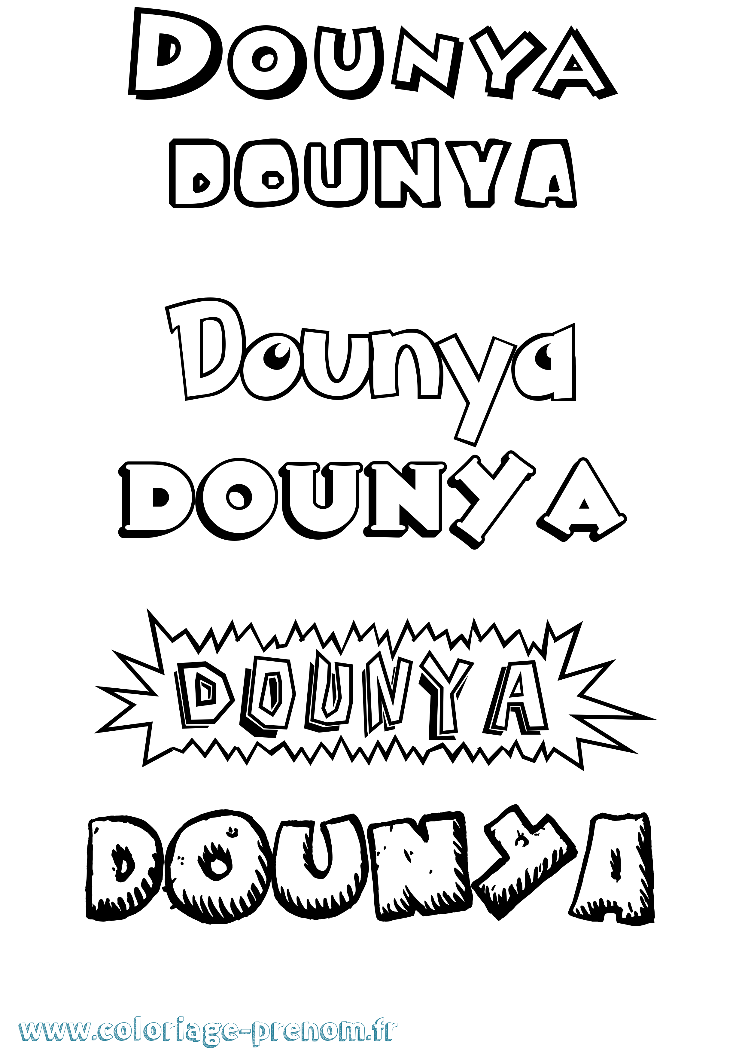 Coloriage Dounya Dessin Animé Coloriage prénom Dounya Dessin Animé