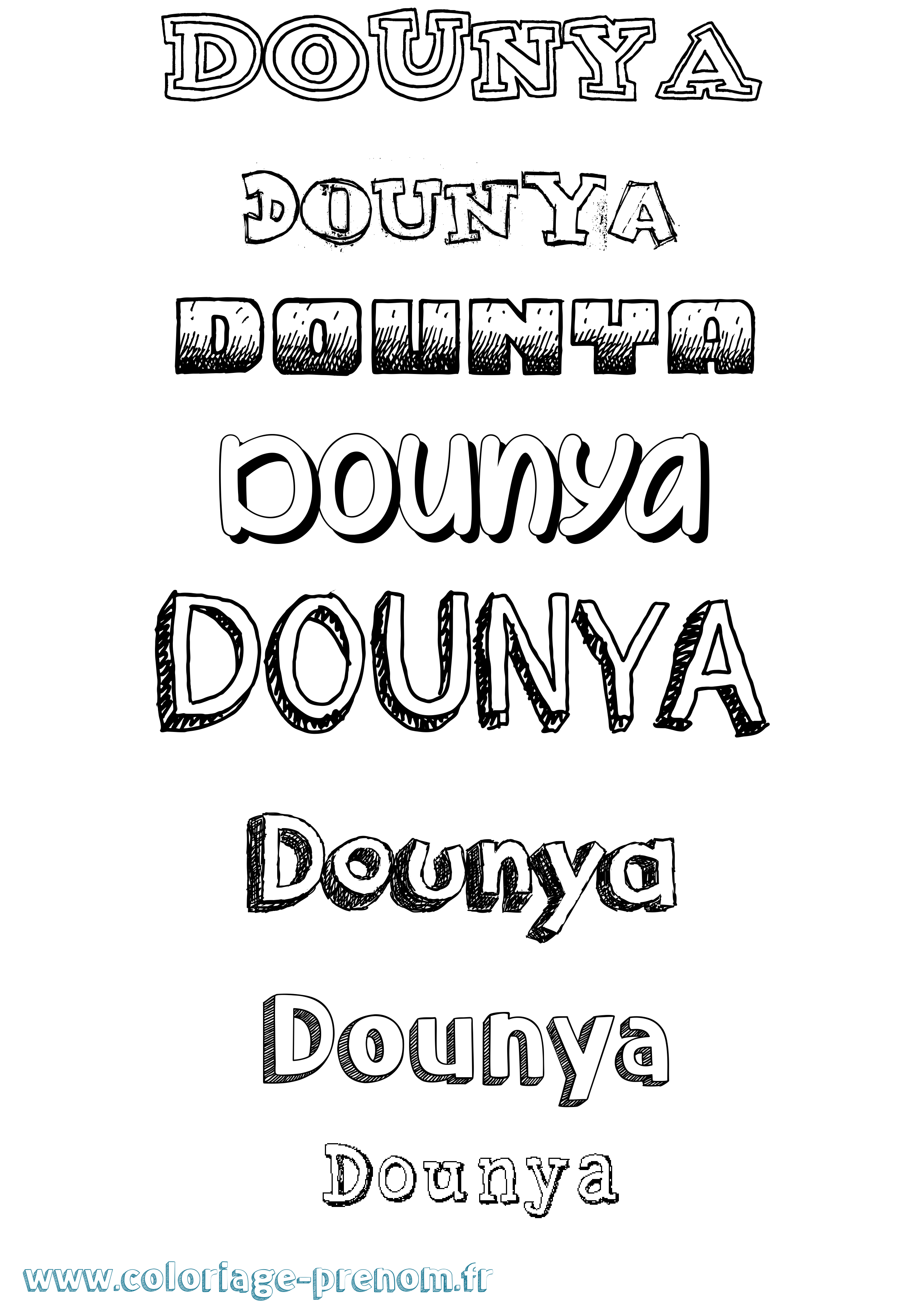 Coloriage Dounya Dessiné Coloriage prénom Dounya Dessiné