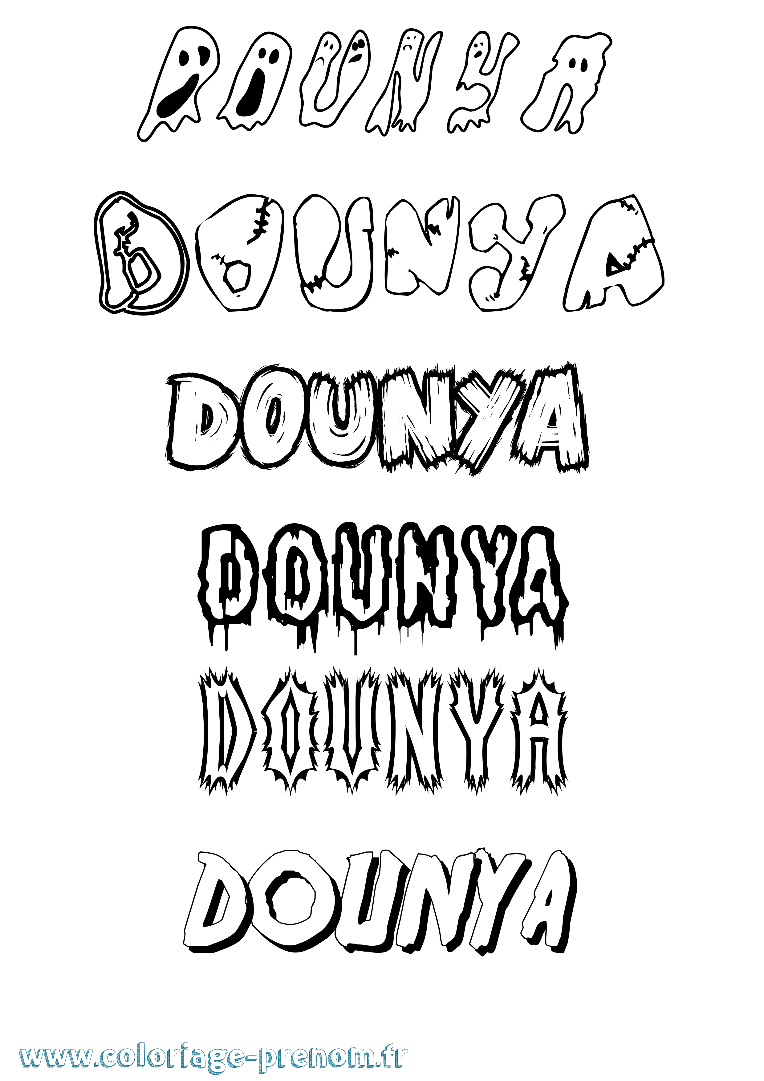 Coloriage Dounya Frisson Coloriage prénom Dounya Frisson