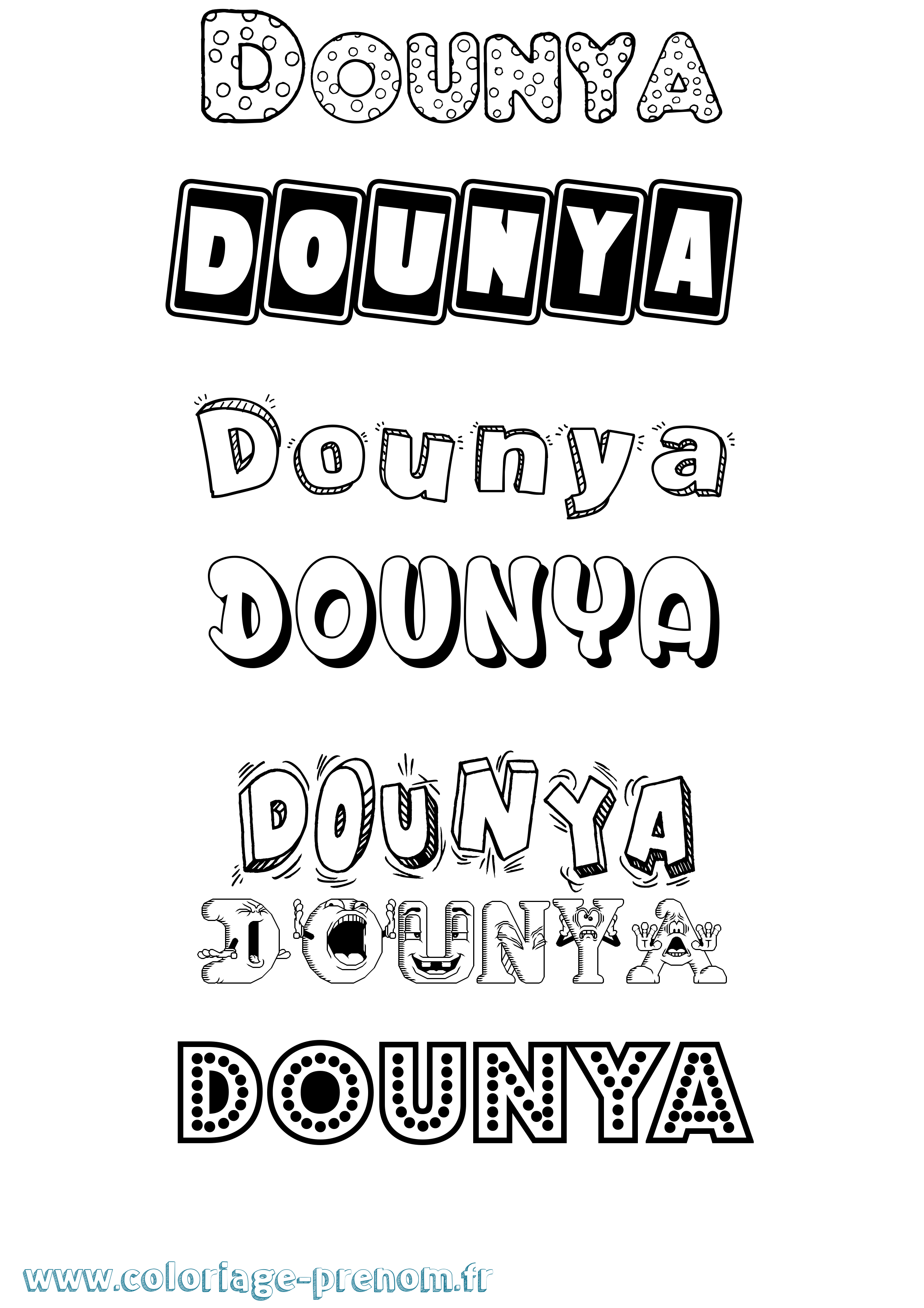 Coloriage Dounya Fun Coloriage prénom Dounya Fun
