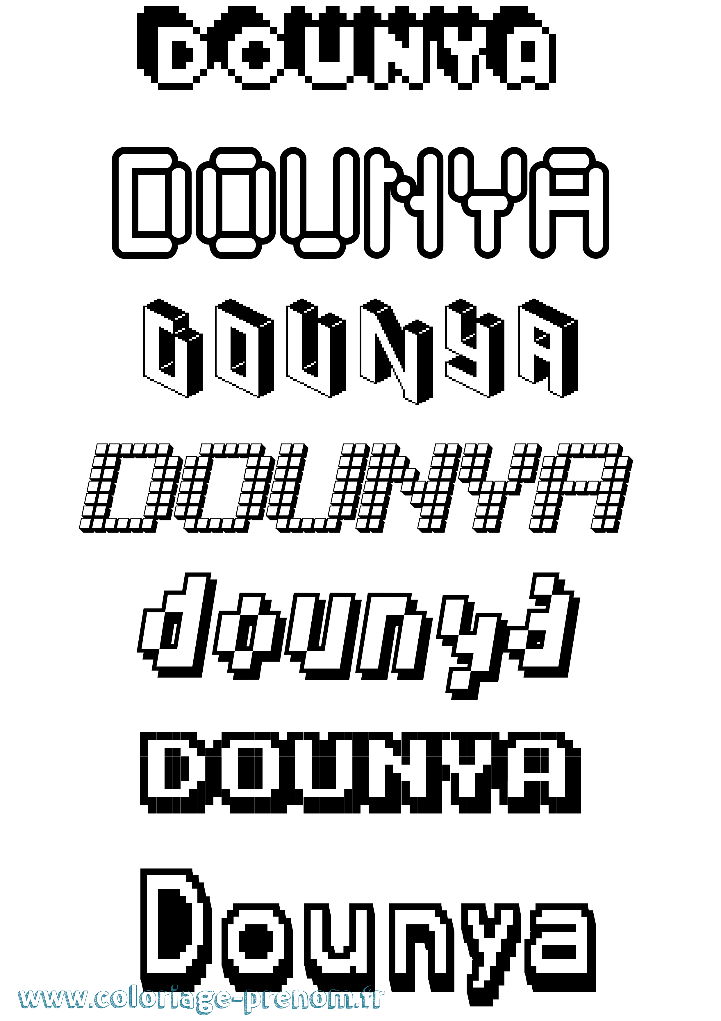 Coloriage Dounya Pixel Coloriage prénom Dounya Pixel