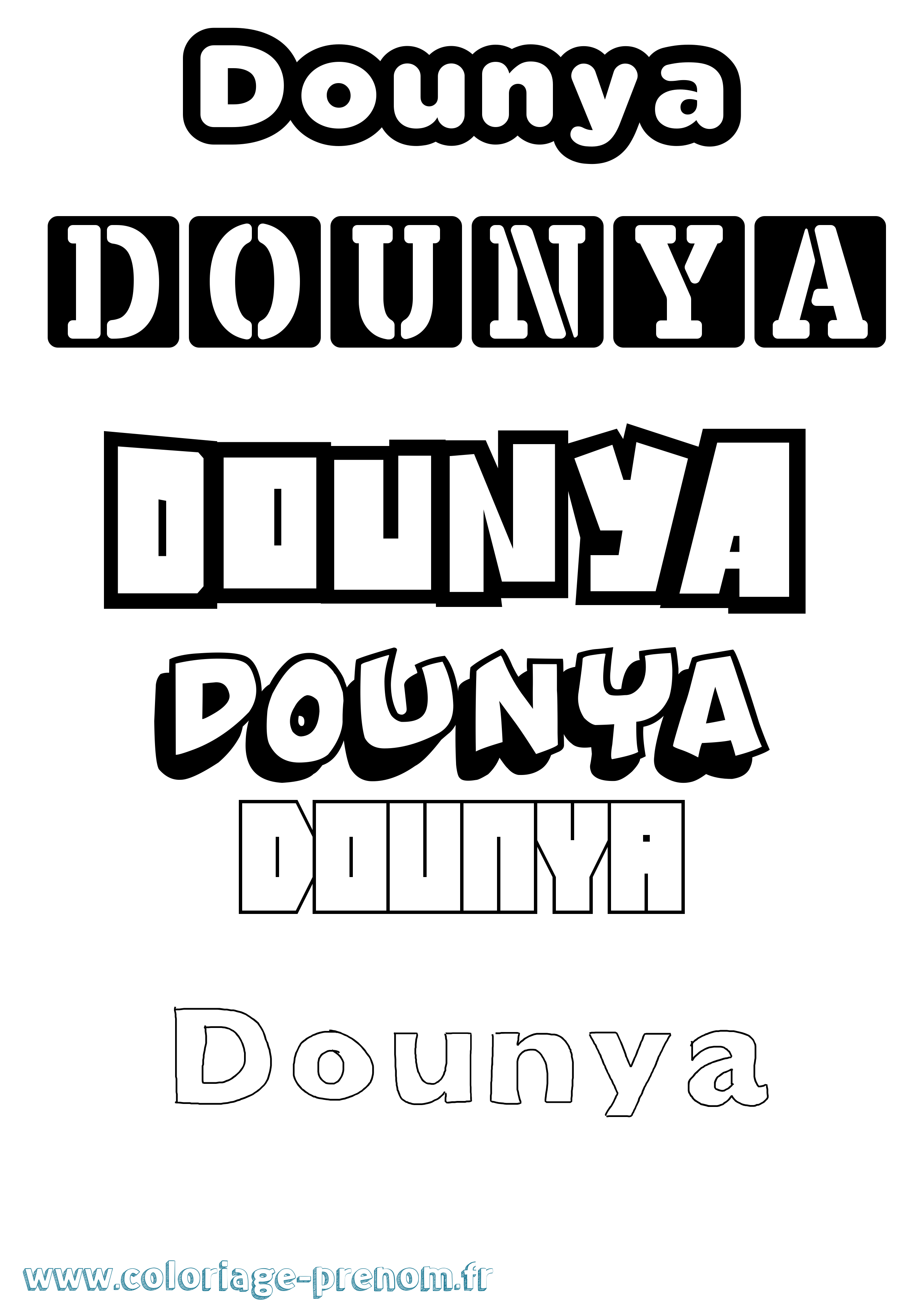 Coloriage Dounya Simple Coloriage prénom Dounya Simple