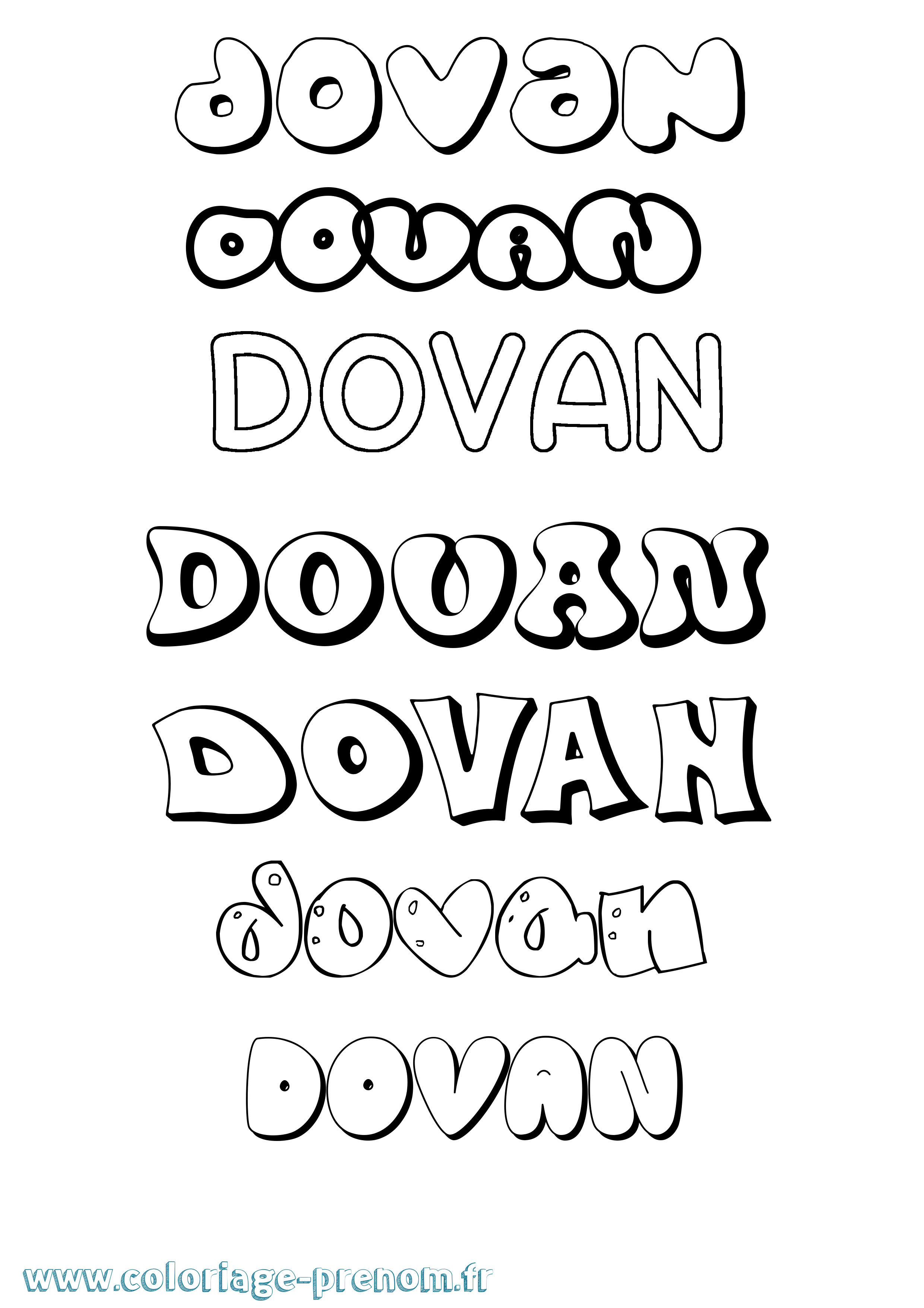 Coloriage Dovan Bubble Coloriage prénom Dovan Bubble