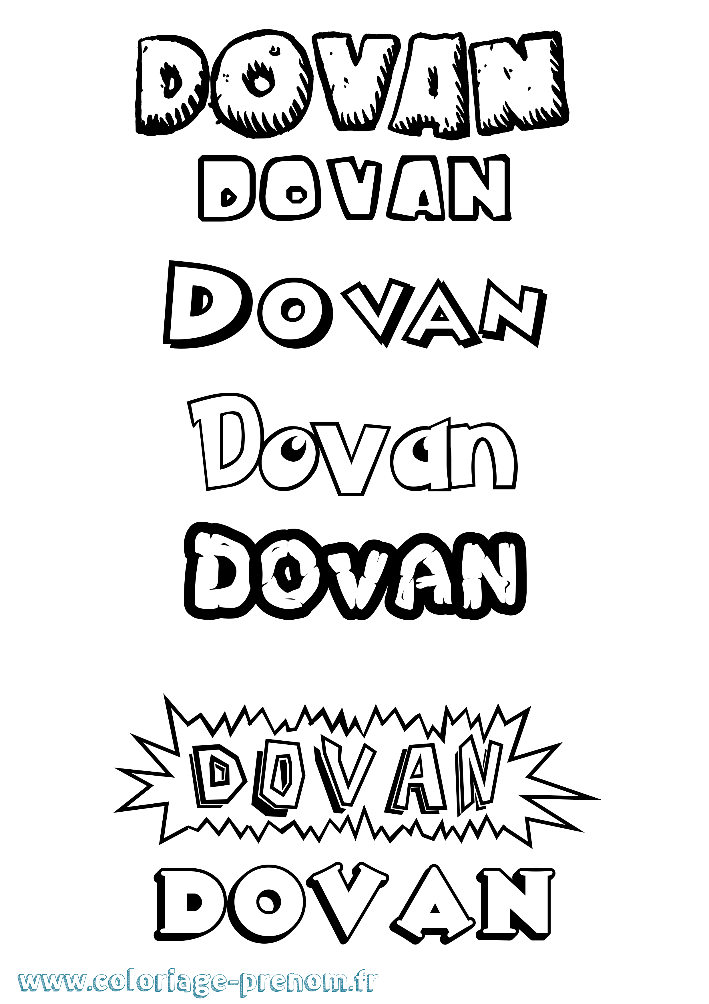 Coloriage Dovan Dessin Animé Coloriage prénom Dovan Dessin Animé