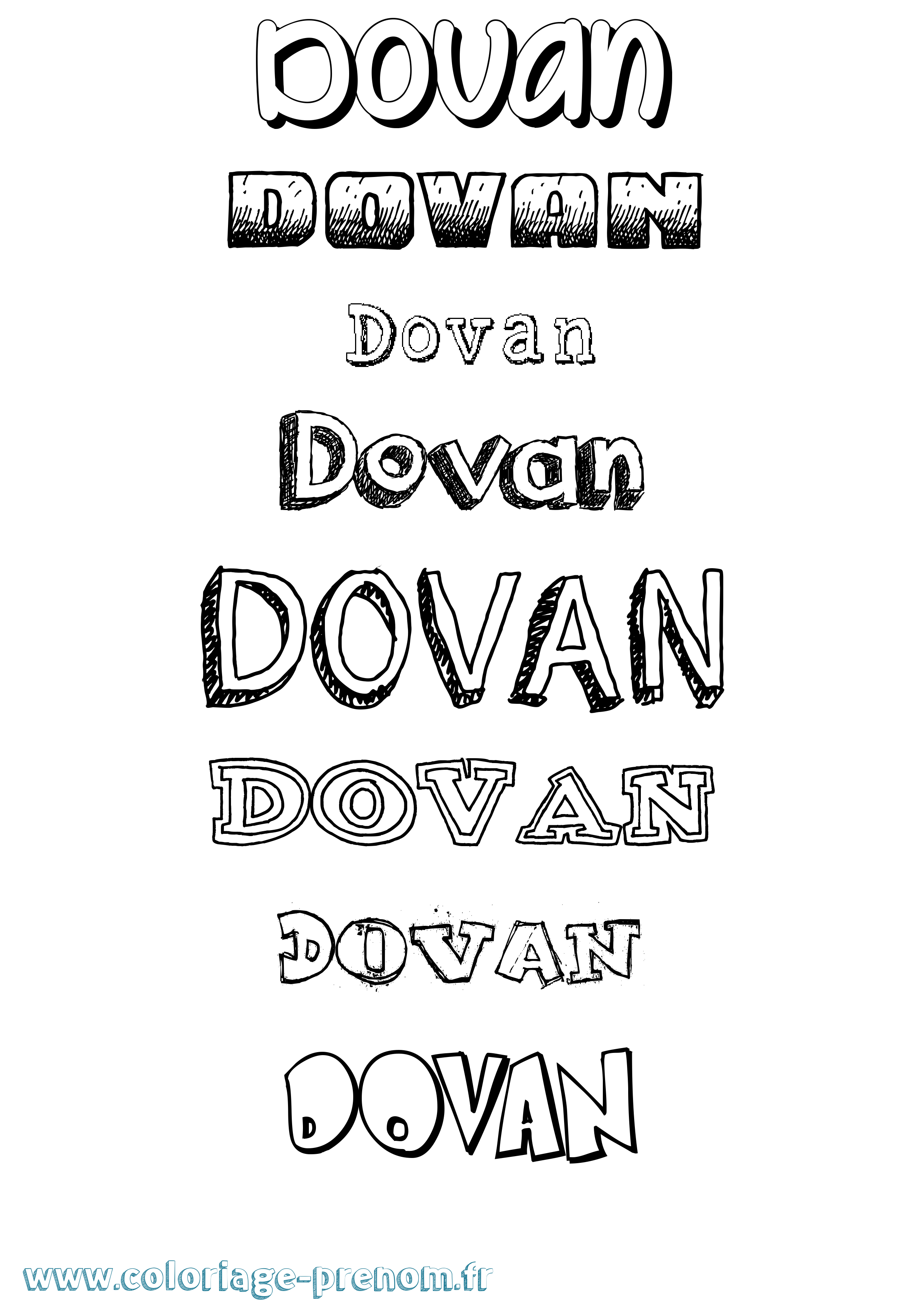 Coloriage Dovan Dessiné Coloriage prénom Dovan Dessiné
