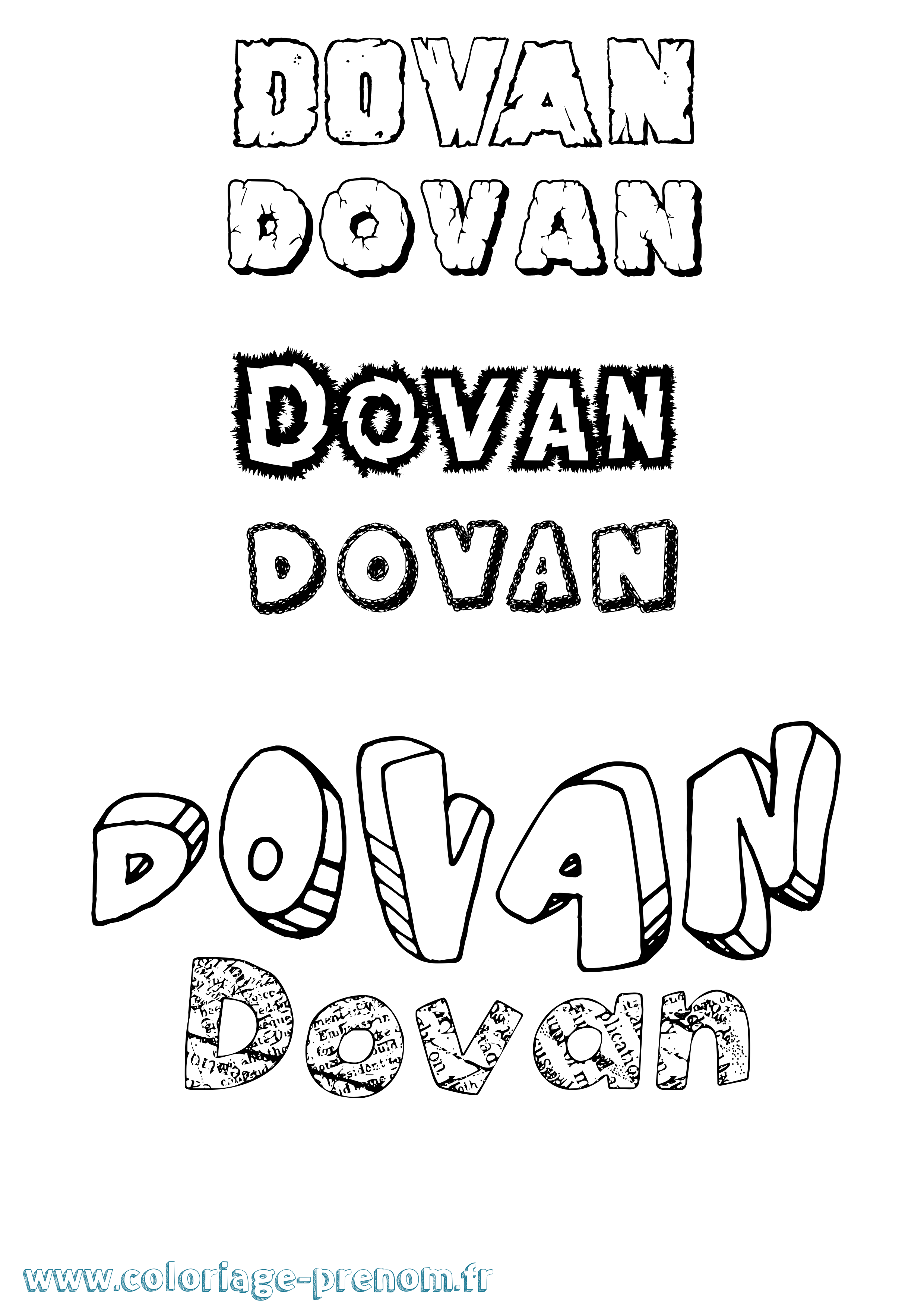 Coloriage Dovan Destructuré Coloriage prénom Dovan Destructuré