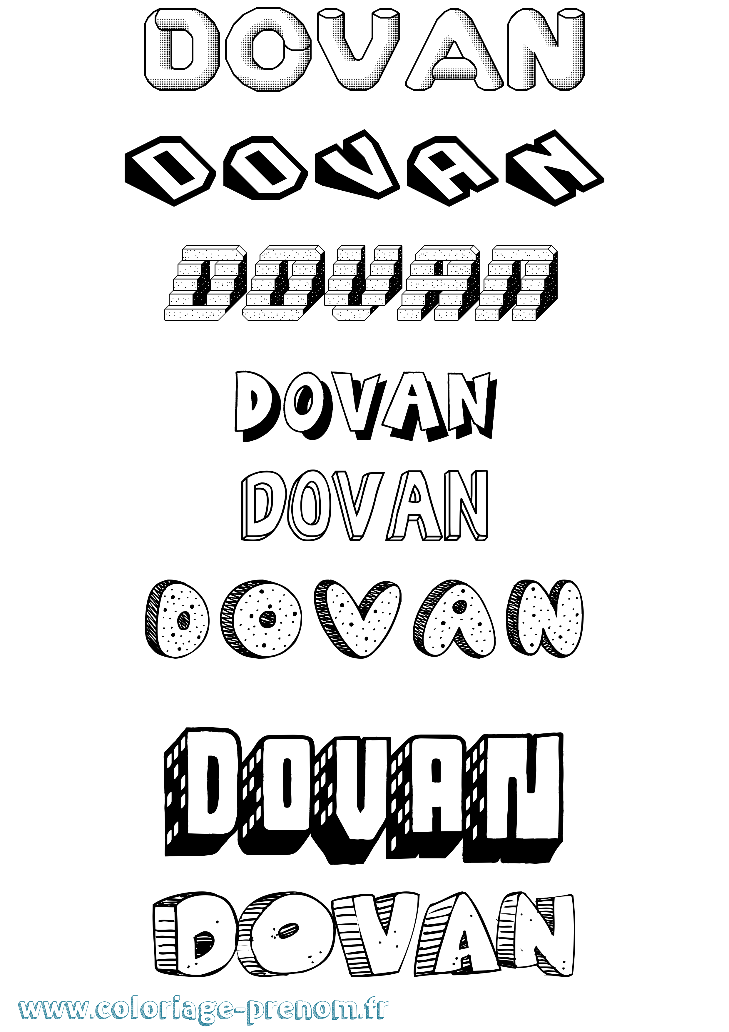 Coloriage Dovan Effet 3D Coloriage prénom Dovan Effet 3D