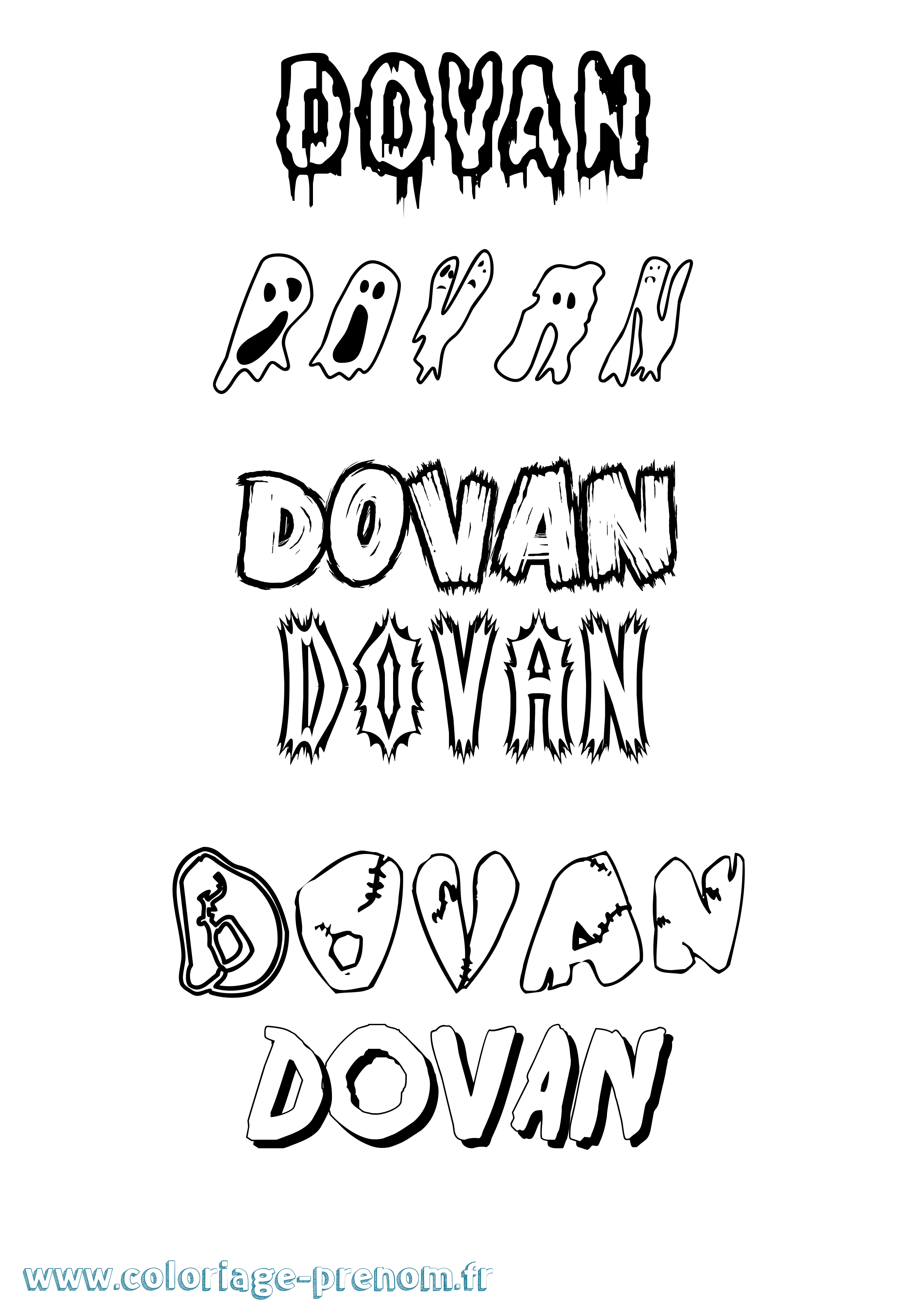 Coloriage Dovan Frisson Coloriage prénom Dovan Frisson