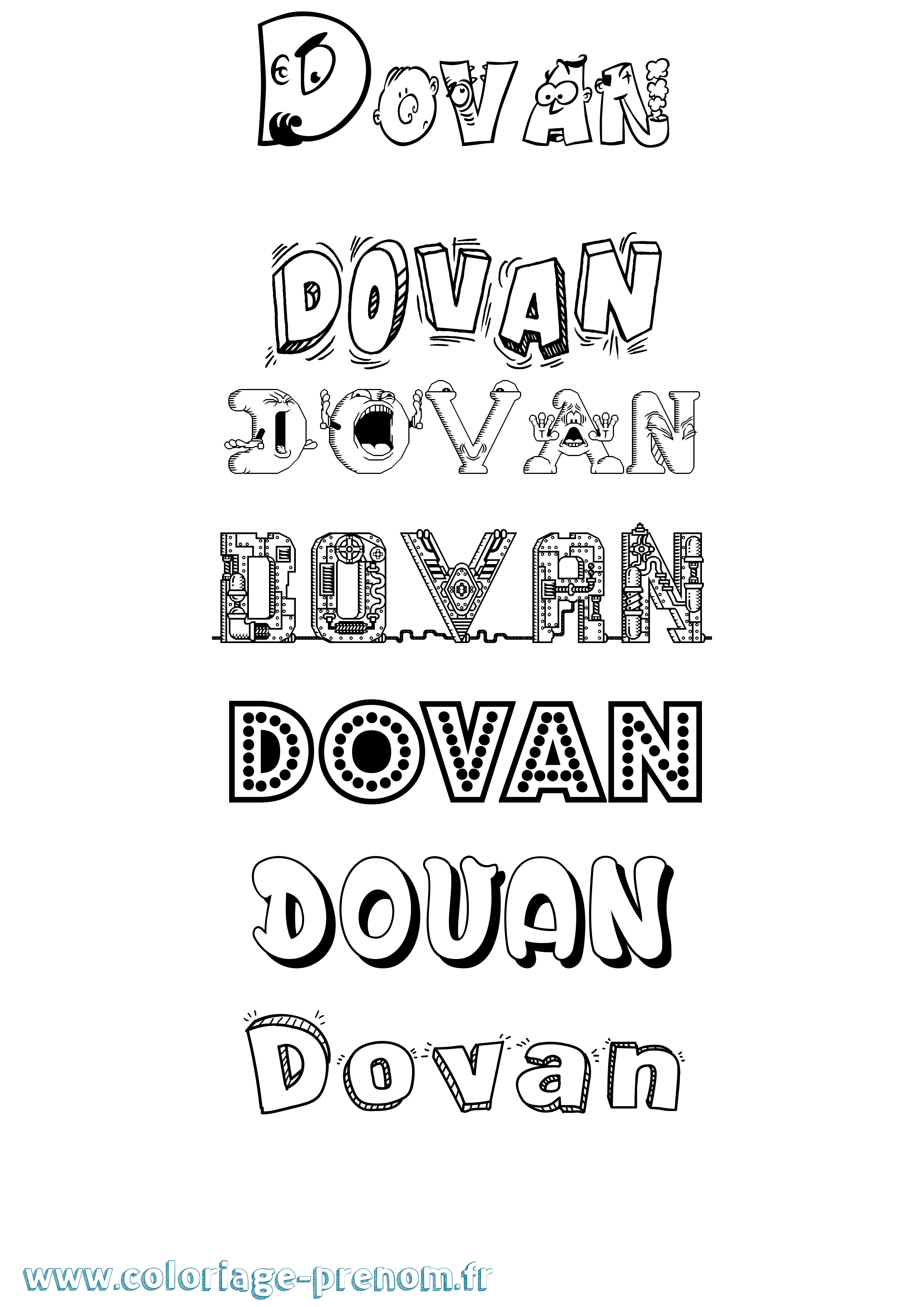 Coloriage Dovan Fun Coloriage prénom Dovan Fun