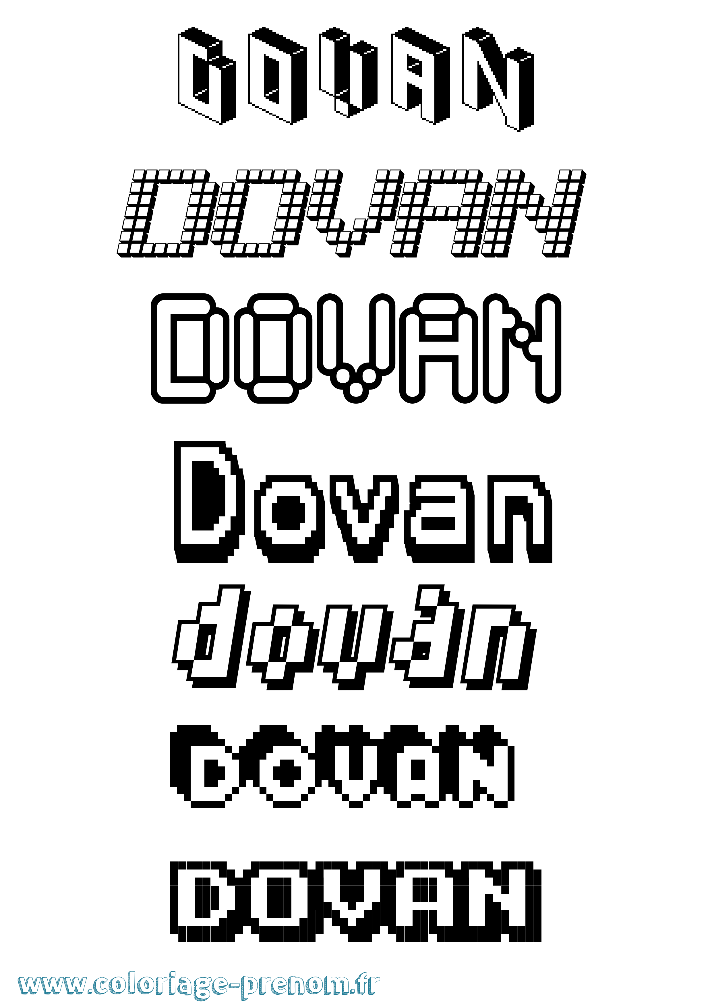 Coloriage Dovan Pixel Coloriage prénom Dovan Pixel