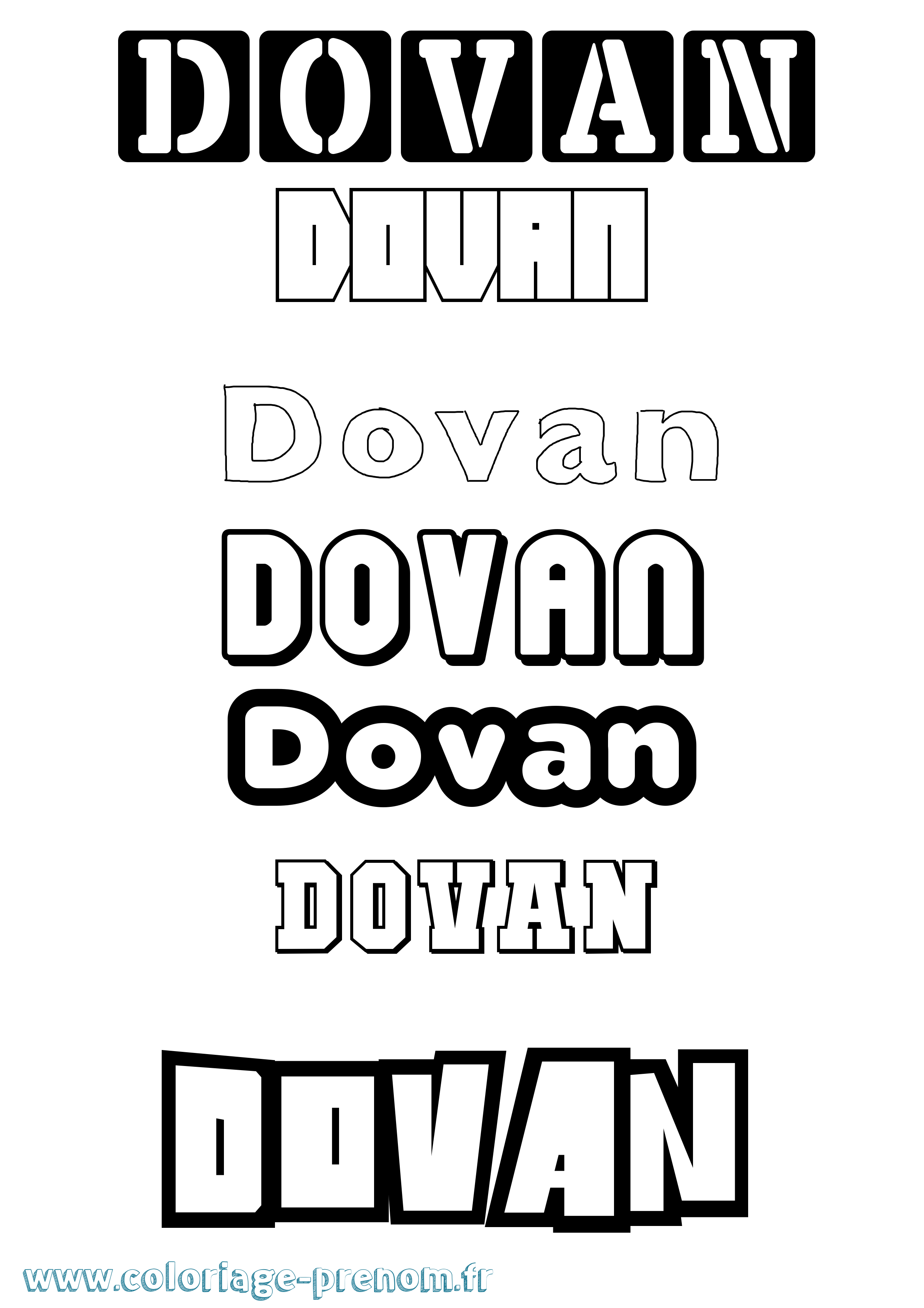 Coloriage Dovan Simple Coloriage prénom Dovan Simple