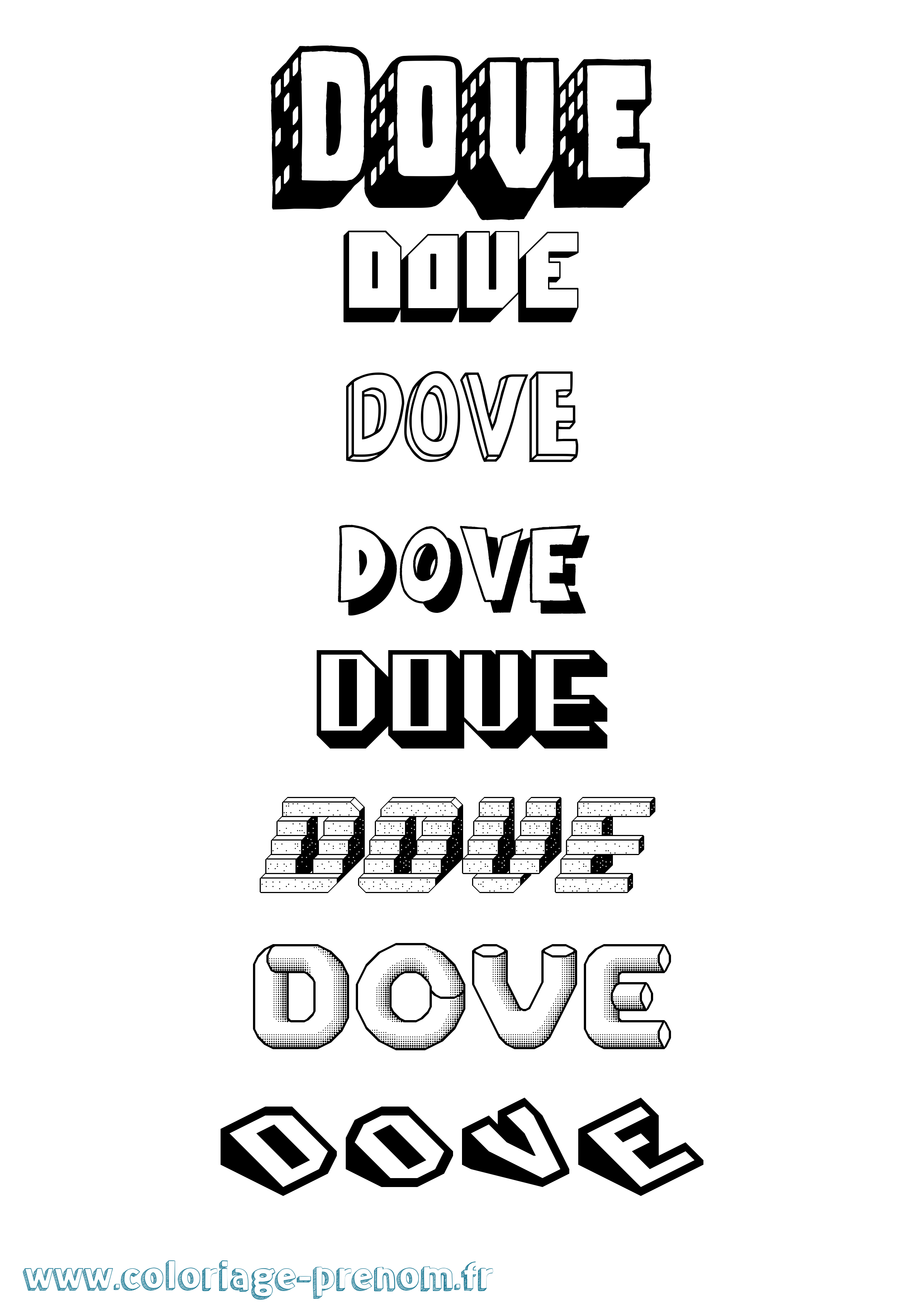 Coloriage Dove Effet 3D Coloriage prénom Dove Effet 3D