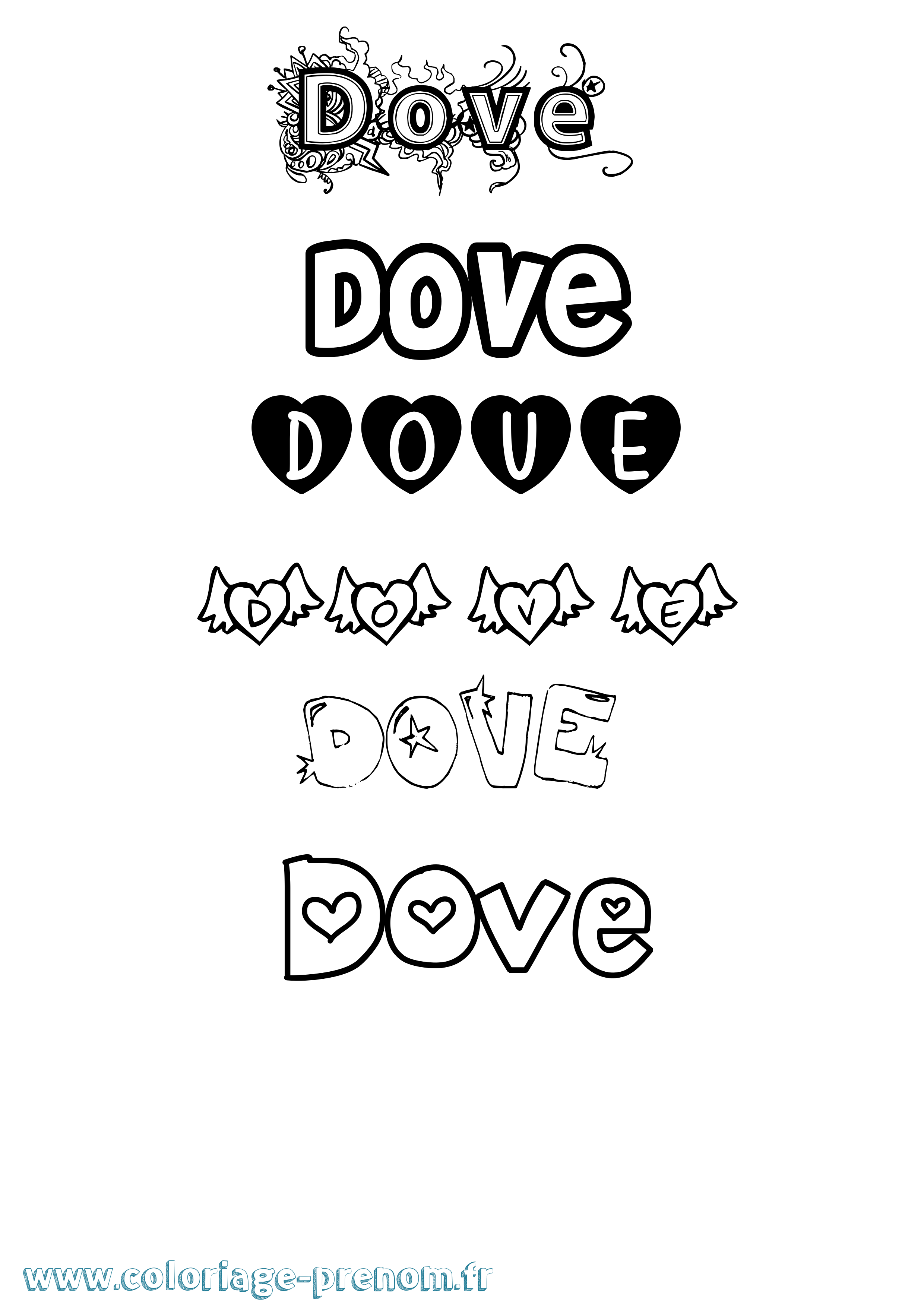 Coloriage Dove Girly Coloriage prénom Dove Girly