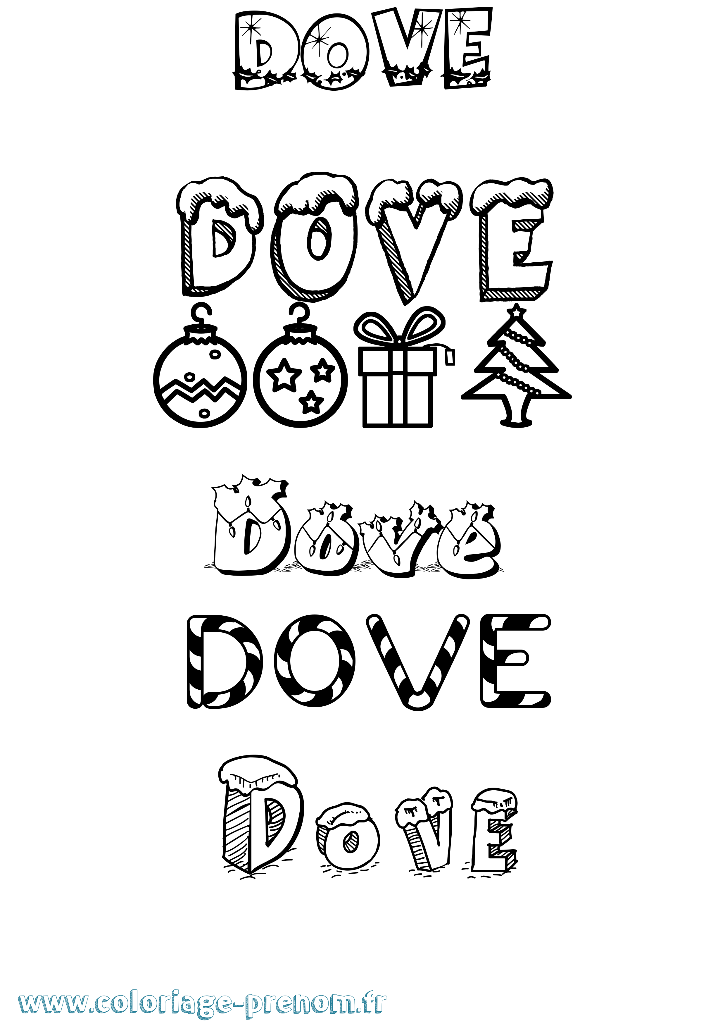Coloriage Dove Noël Coloriage prénom Dove Noël